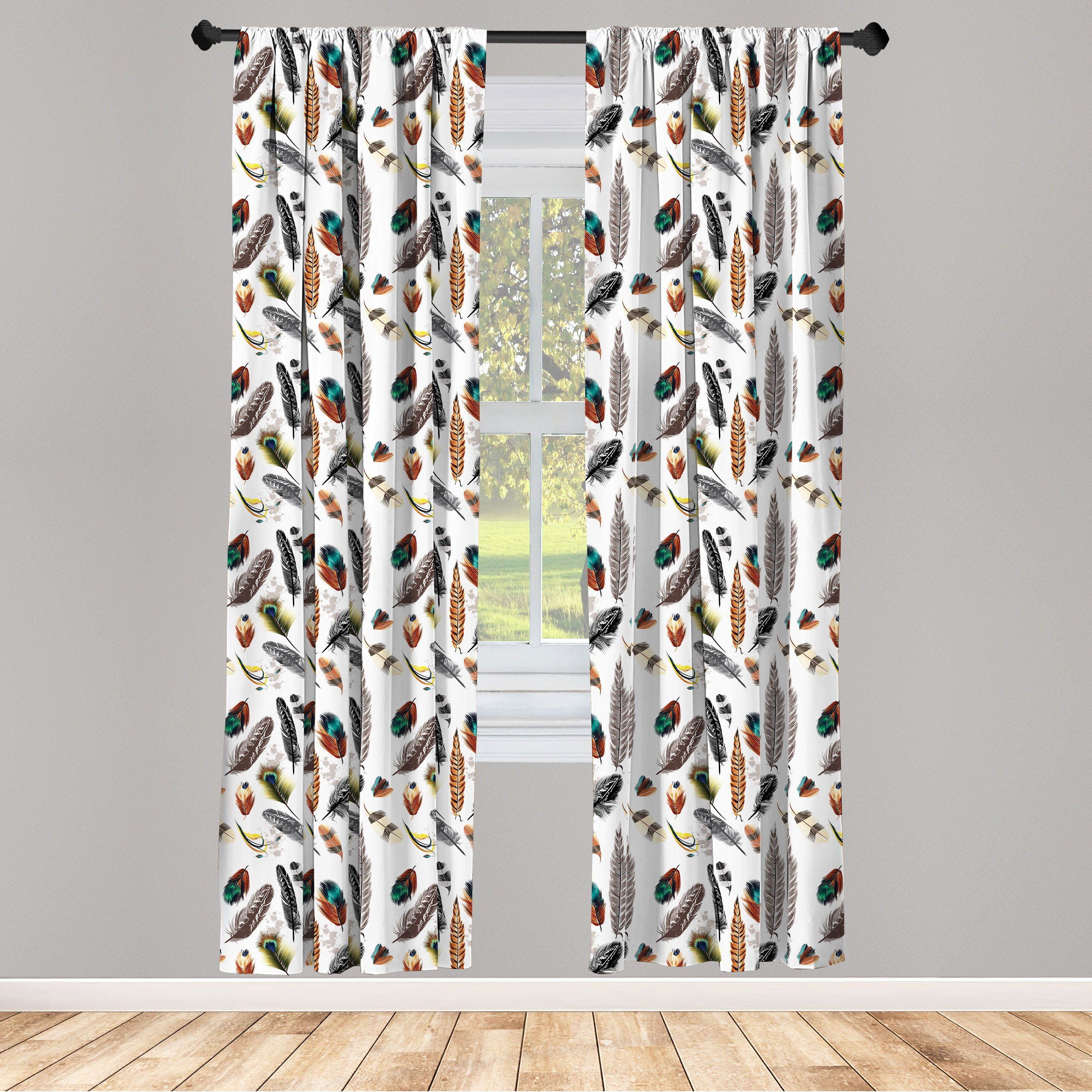 Gardine Vorhang für Wohnzimmer Schlafzimmer Dekor, Abakuhaus, Microfaser, Tier Vivid Federn Vivid Kunst | Fertiggardinen