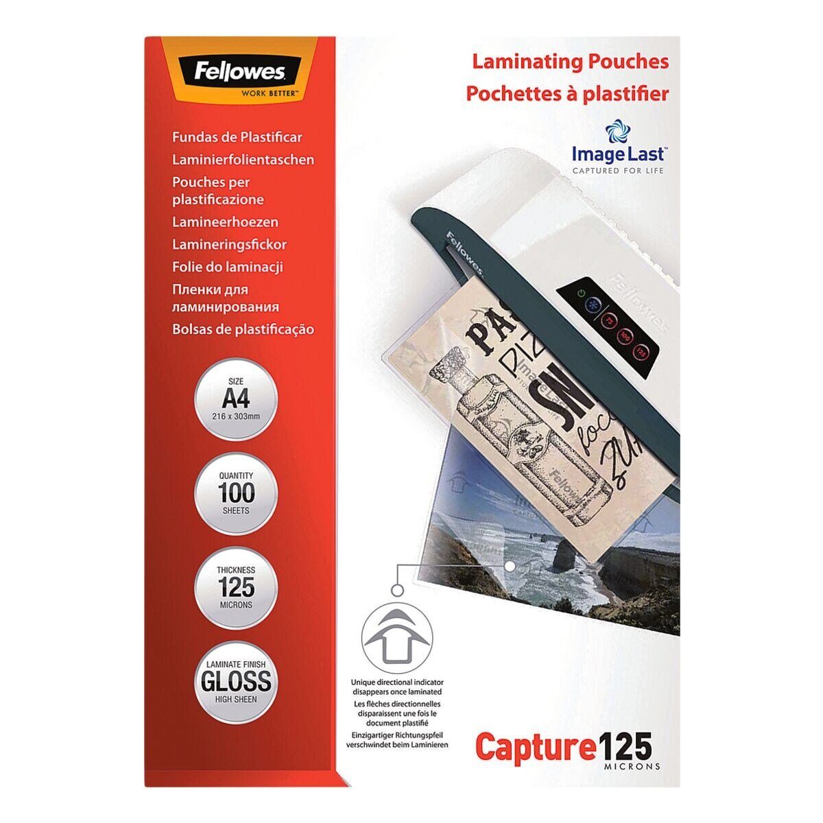 FELLOWES Laminierfolie ImageLast, A4, 125 µm, 100 St., A4 125 mic glänzend