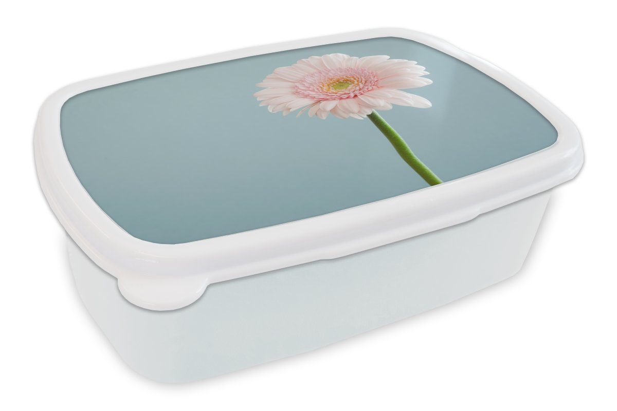 MuchoWow Lunchbox Blumen - Rosa - Makro, Kunststoff, (2-tlg), Brotbox für Kinder und Erwachsene, Brotdose, für Jungs und Mädchen weiß
