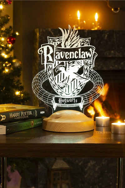 Geschenkelampe LED Nachttischlampe Ravenclaw Hogwarts Harry Potter Nachttischlicht Geschenke Lampe, Leuchte 7 Farben fest integriert, Geburtstagsgeschenk für Freunde, Mädchen, Jungen, HP Fans