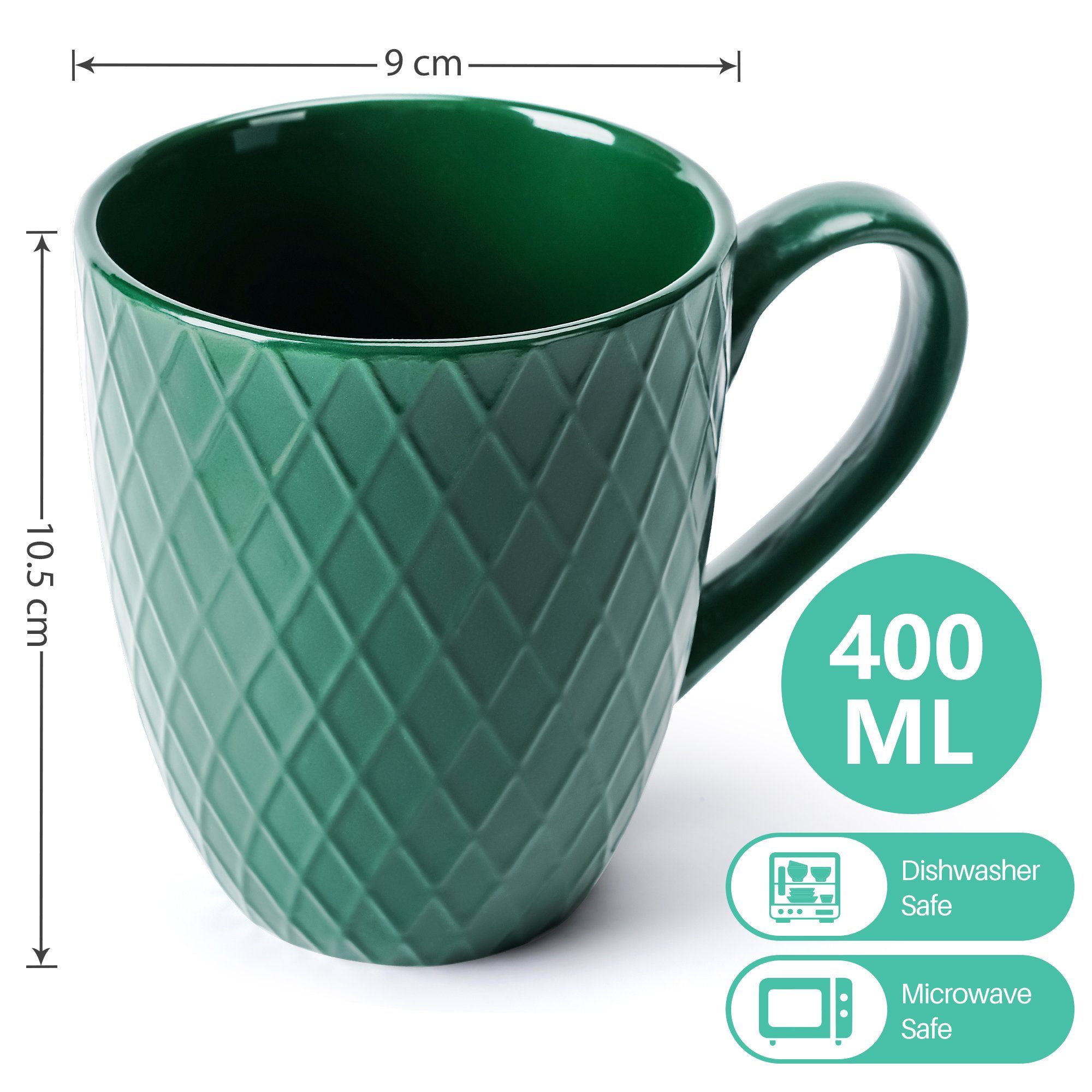 MiaMio Tasse 6 x 400 ml – Kaffeetassen Set / Becher– Moderne Keramik Matt, 6-tlg., Keramik