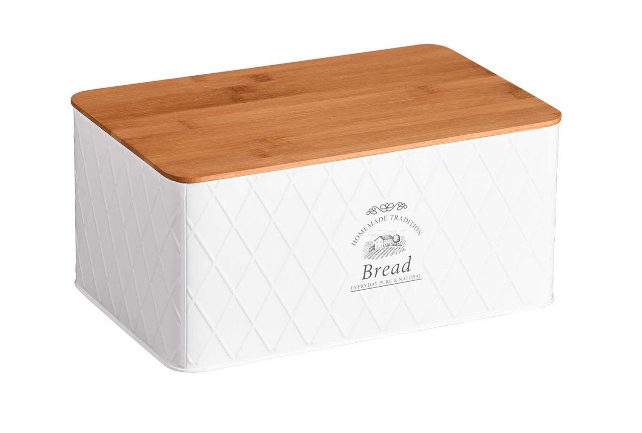 Kesper Brotkasten Brotbox aus Metall mit Schneidebrett aus Bambus