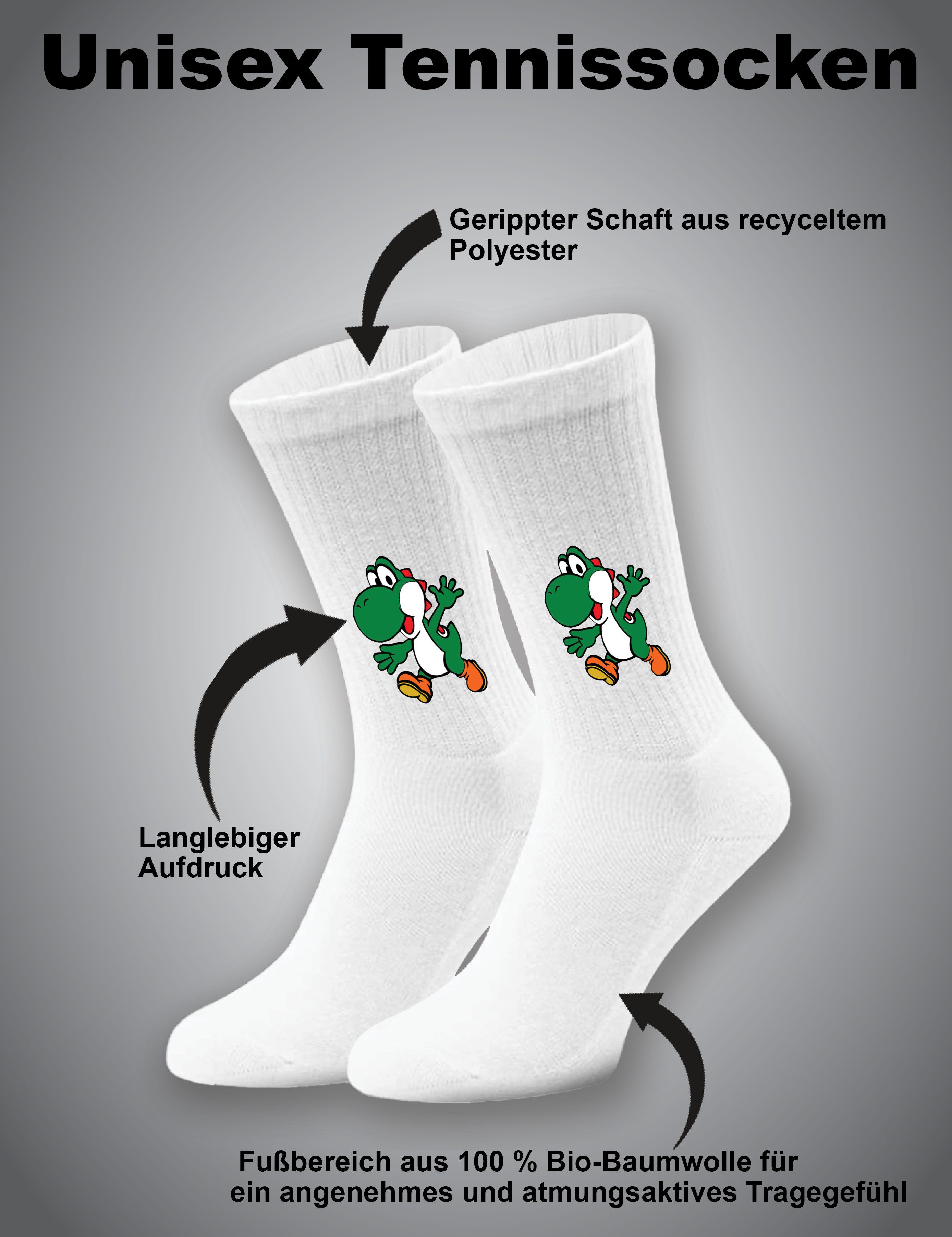 Youth Designz Tennissocken Unisex Socken "Yoshi Game" Aufdruck lustig Geschenk Statement mit verstärkter Verse und Zehenbereich