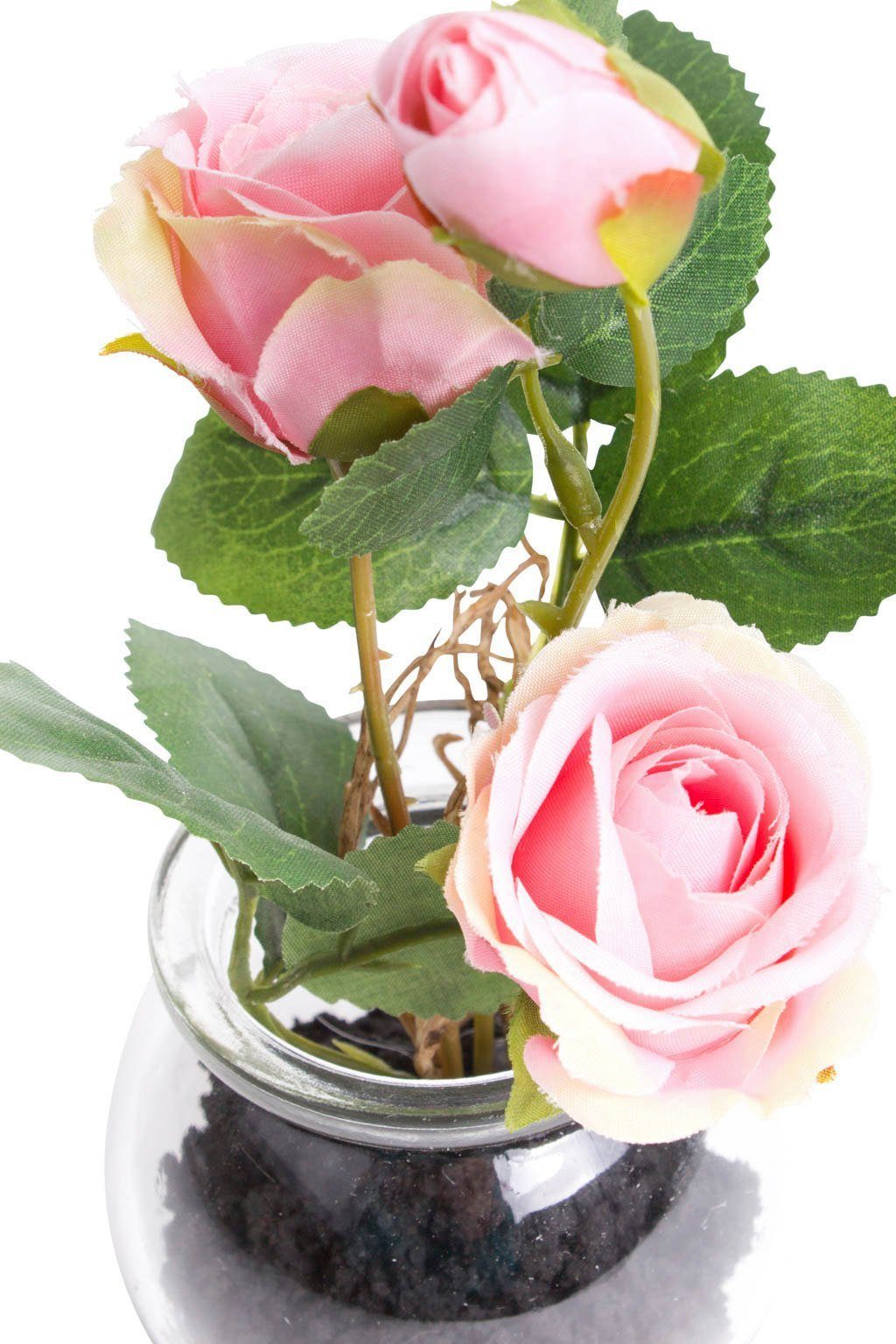 Kunstblume Rosen im Glas Rose, cm Höhe 16 Botanic-Haus