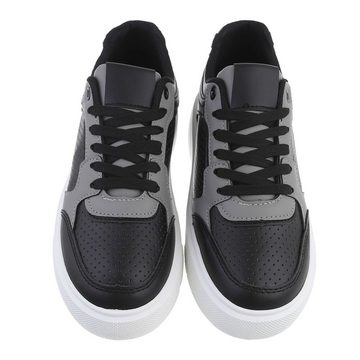 Ital-Design Damen Low-Top Freizeit Sneaker Flach Sneakers Low in Schwarz