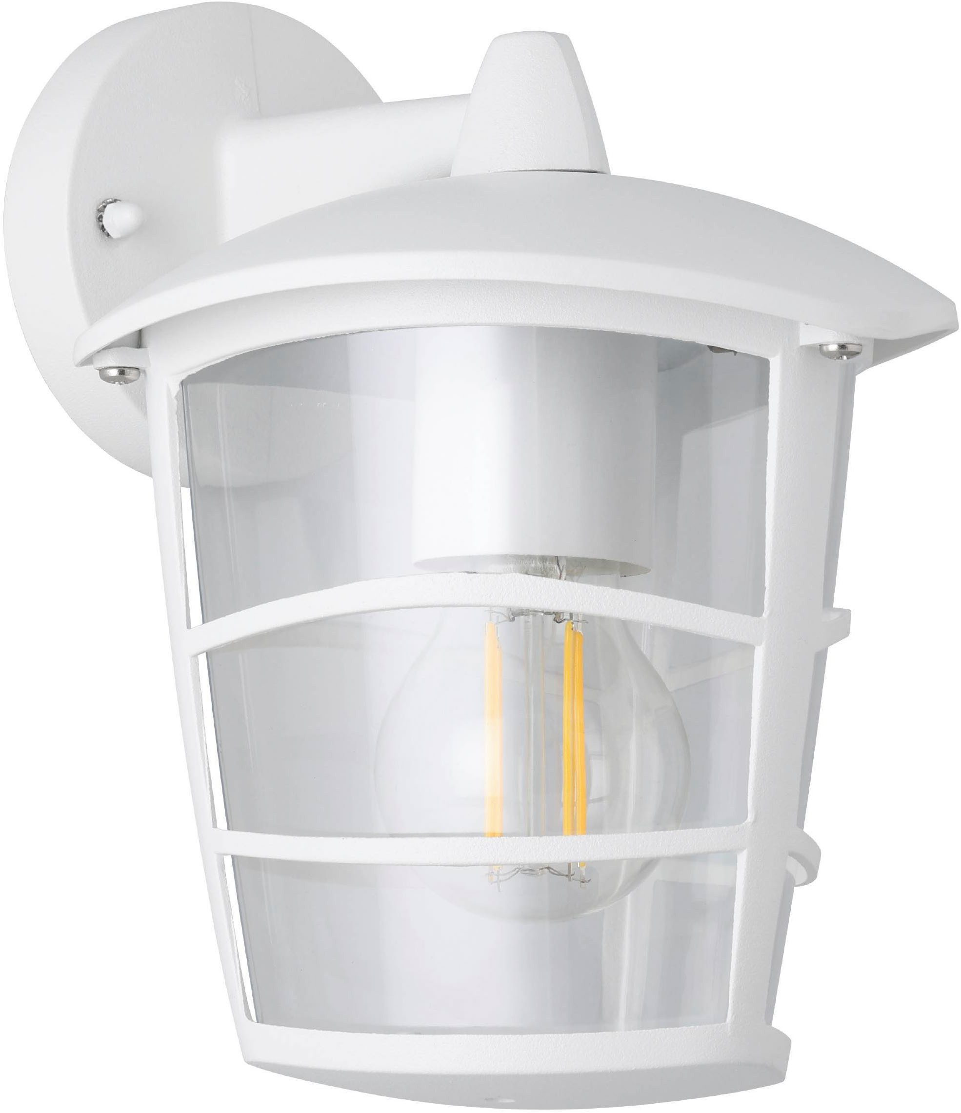 EGLO Wandleuchte Aloria Außen-Wandlampe, Außenleuchte, Aluguss, Kunststoff, E27, IP44, ohne Leuchtmittel, Wand-/Deckenleuchte - L17 x H22,5 x AL19 cm - weiß - 1X60W exkl.