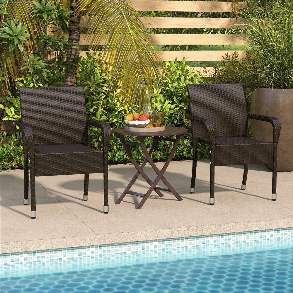 Yaheetech Gartenstuhl 2/4/6er-Set Esszimmerstuhl Rattan-Optik mit Metallbeinen (2 St), Küchenstuhl fürs Esszimmer/Balkon/Terrasse