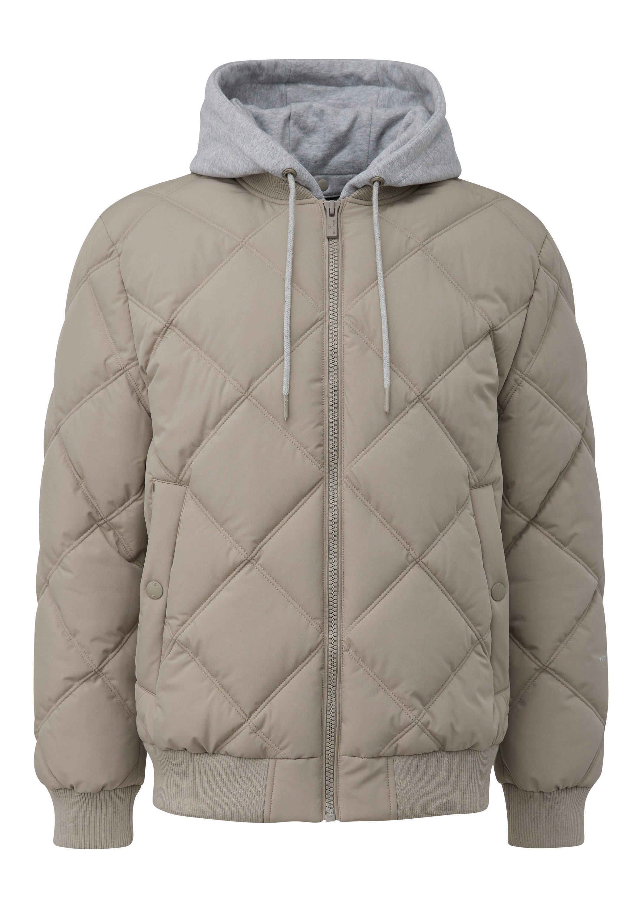 QS Winterjacke Outdoor-Jacke Wattierte Bomberjacke mit abnehmbarer Jerseykapuze