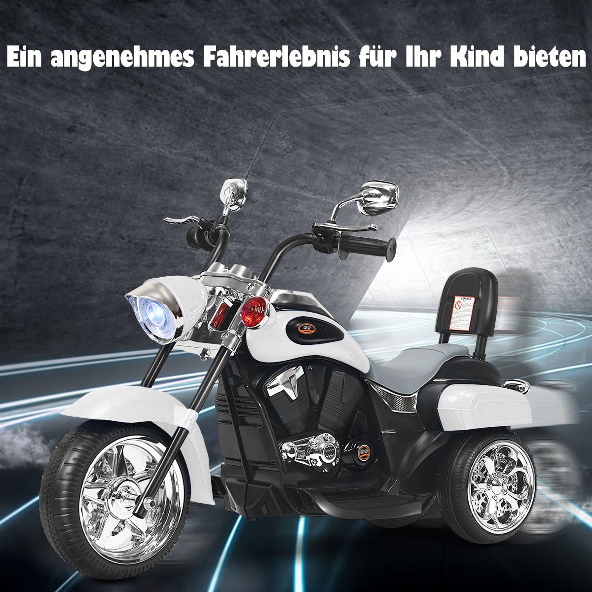 COSTWAY Elektro-Kindermotorrad, 6V mit Hupe & Vor-und Rückwärtsschalter