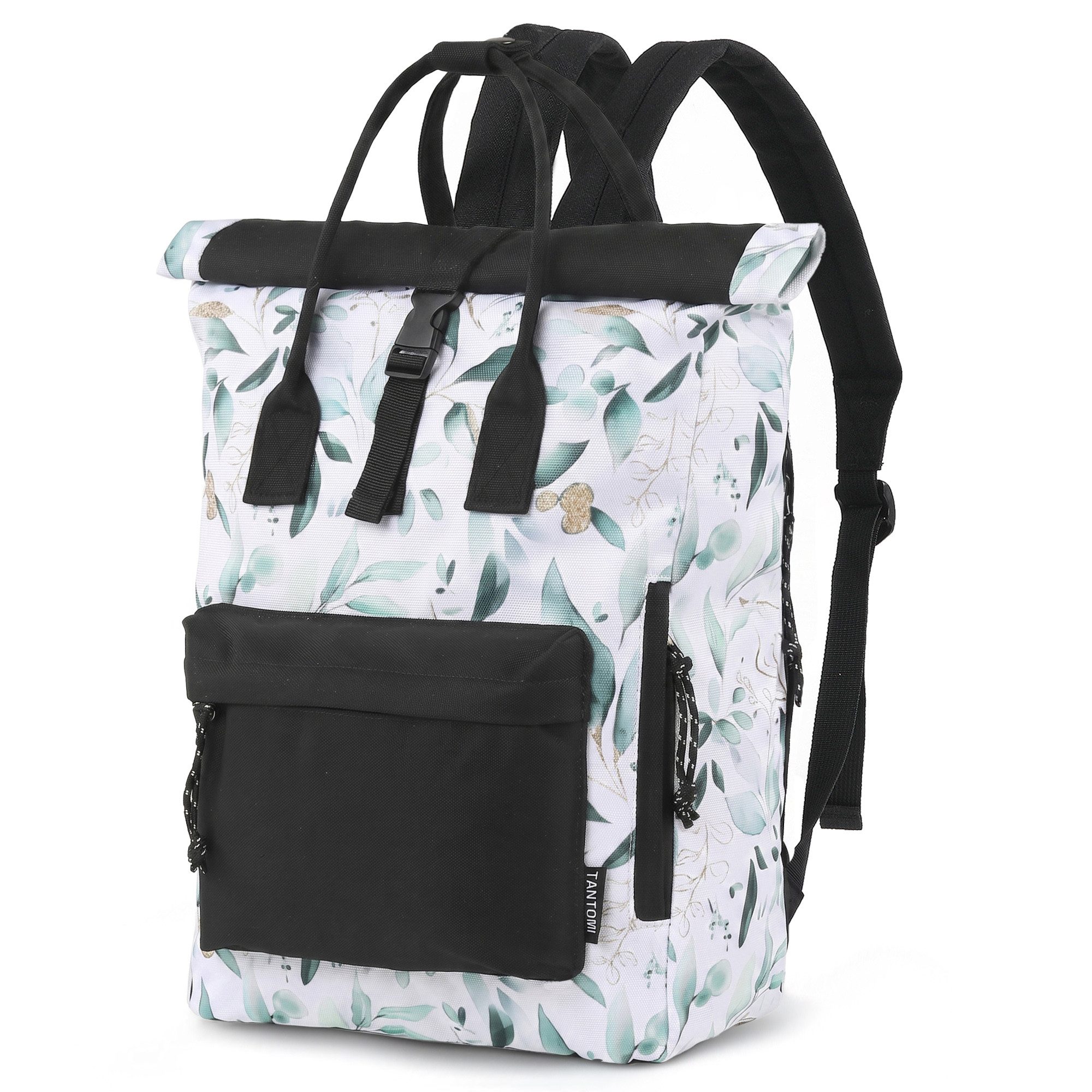TAN.TOMI Cityrucksack Rucksack Damen Herren Tagesrucksack mit Laptopfach, Modern Rolltop Rucksack Daypack, Wasserabweisend