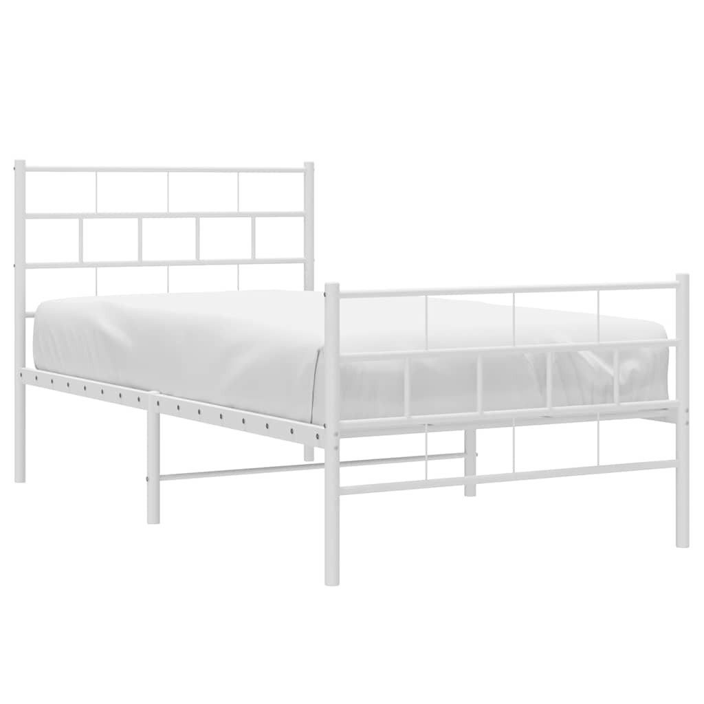 vidaXL Bett Bettgestell mit Kopf- und Fußteil Metall Weiß 100x190 cm günstig online kaufen