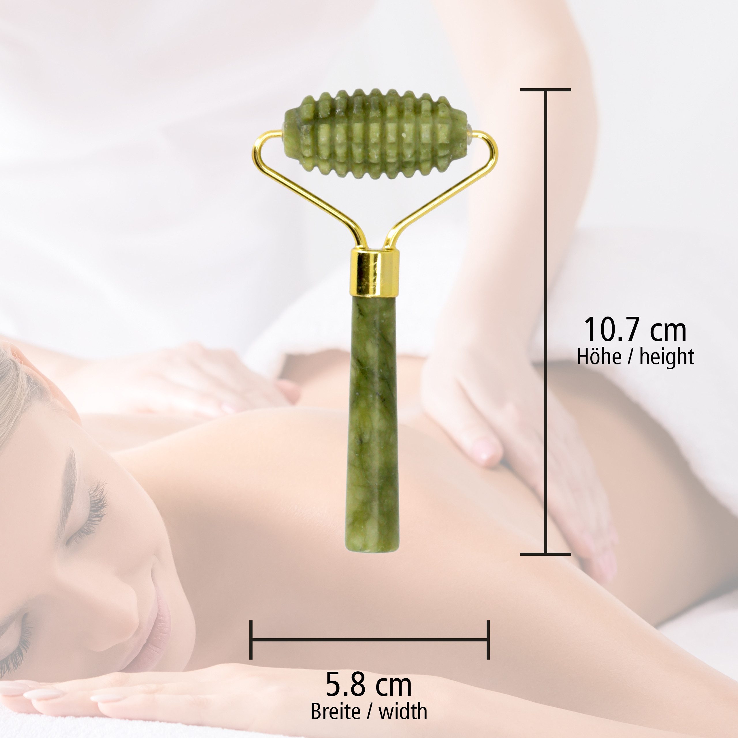Lantelme Massagestein Jade Gesichtsmassage Anti-Aging Jadestein Gesicht Körper Hautpflege, 1-tlg., Auswahl Gua Sha Stein Stab Roller Kamm oder als Set – Bild 2 von 3