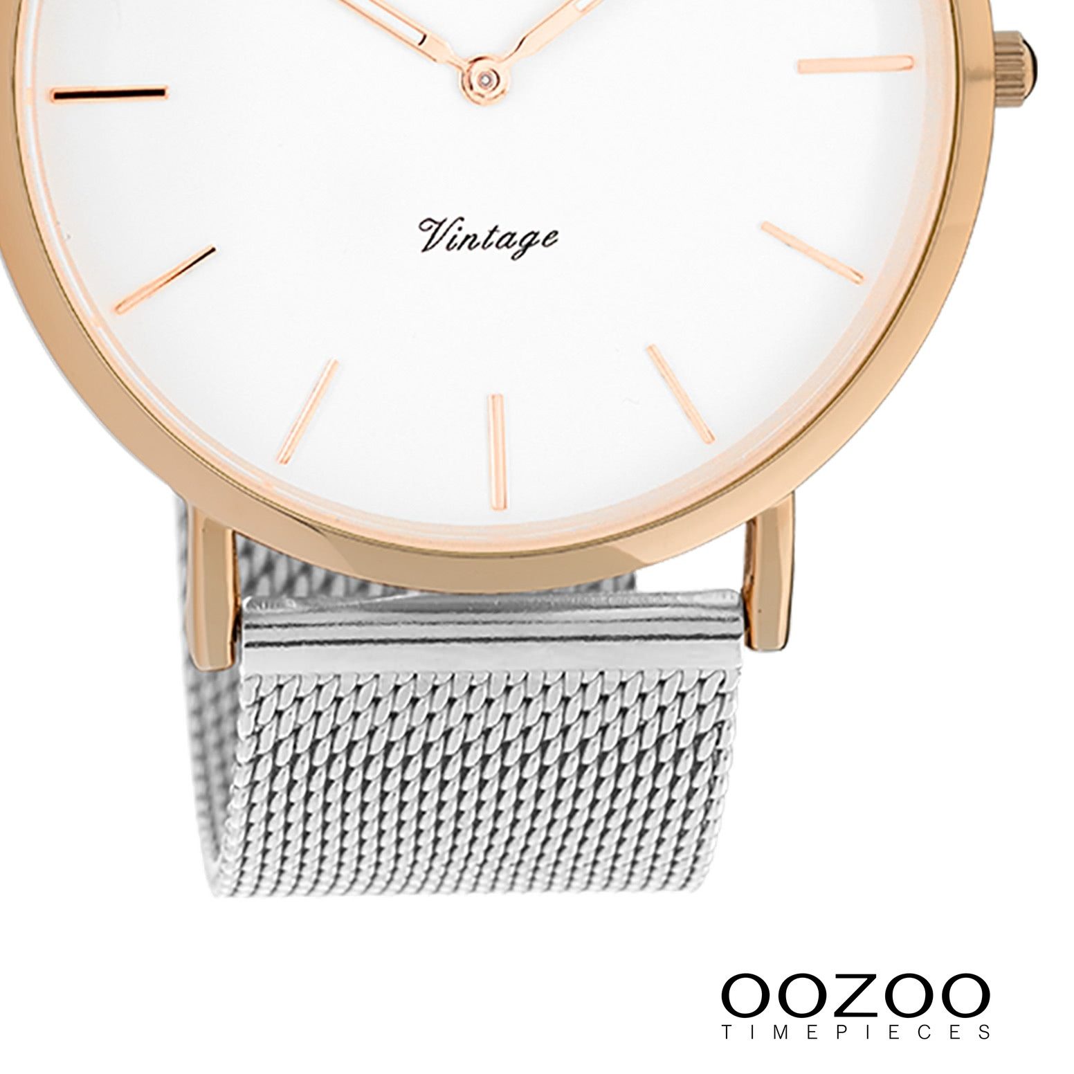 OOZOO Quarzuhr Oozoo Damen Armbanduhr Vintage Series, (Analoguhr), Damenuhr rund, groß (ca. 44mm) Metallarmband, Fashion-Style