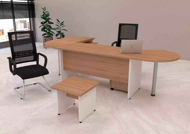 JVmoebel Eckschreibtisch Designer Set 2 tlg Moderne Arbeitszimmer Büro Komplett Eckschreibtisch, Made In Europe