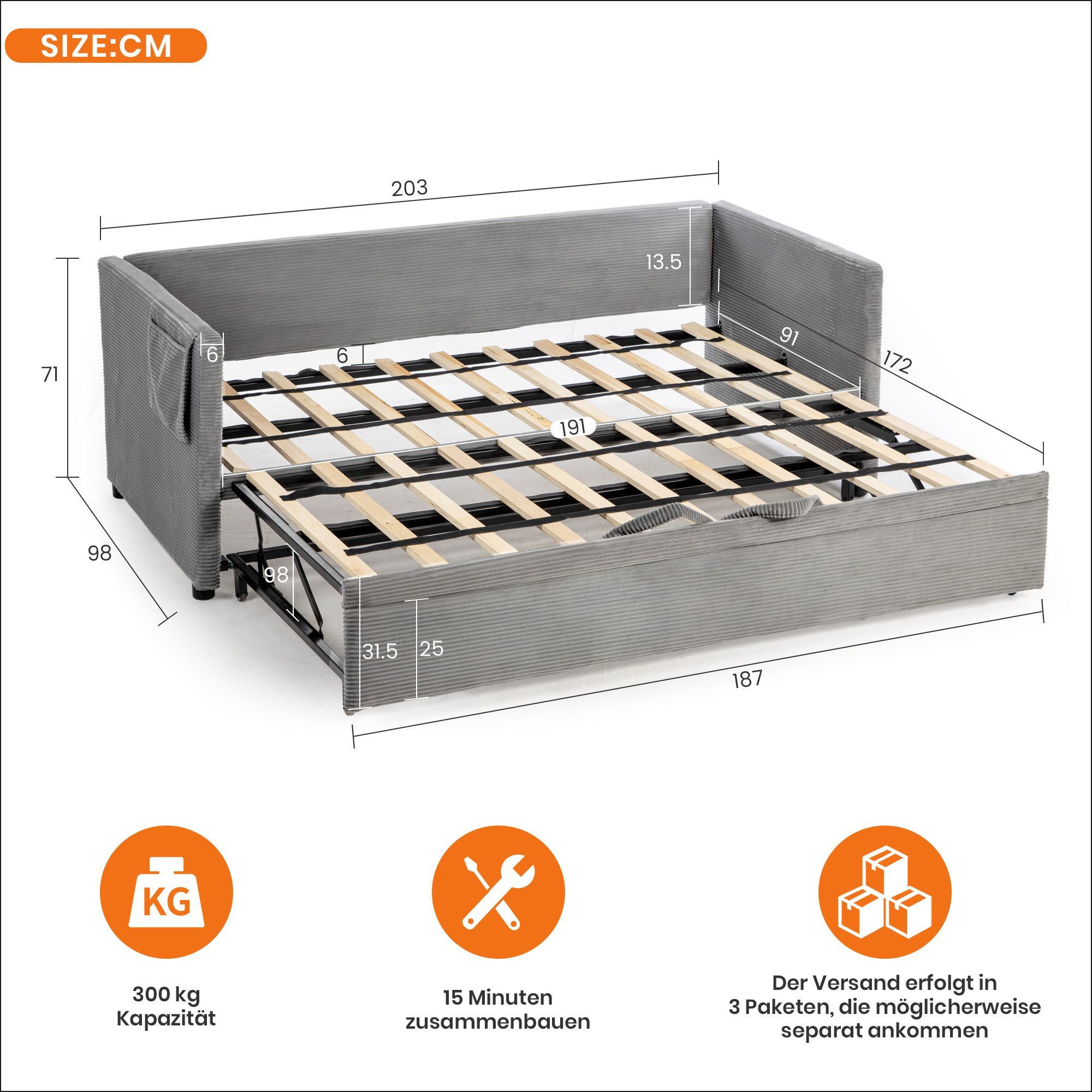 HOMYEDAMIC Schlafsofa 172 x 187 cm Schlafsofa 2-Sitzer Sofa Couch, Schlafso günstig online kaufen