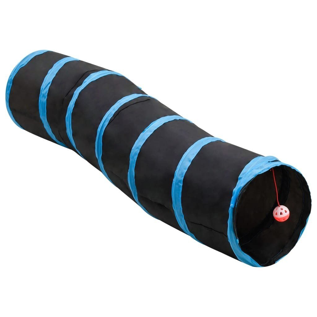 vidaXL Steckdose Katzentunnel in S-Form Schwarz und Blau 122 cm Polyester