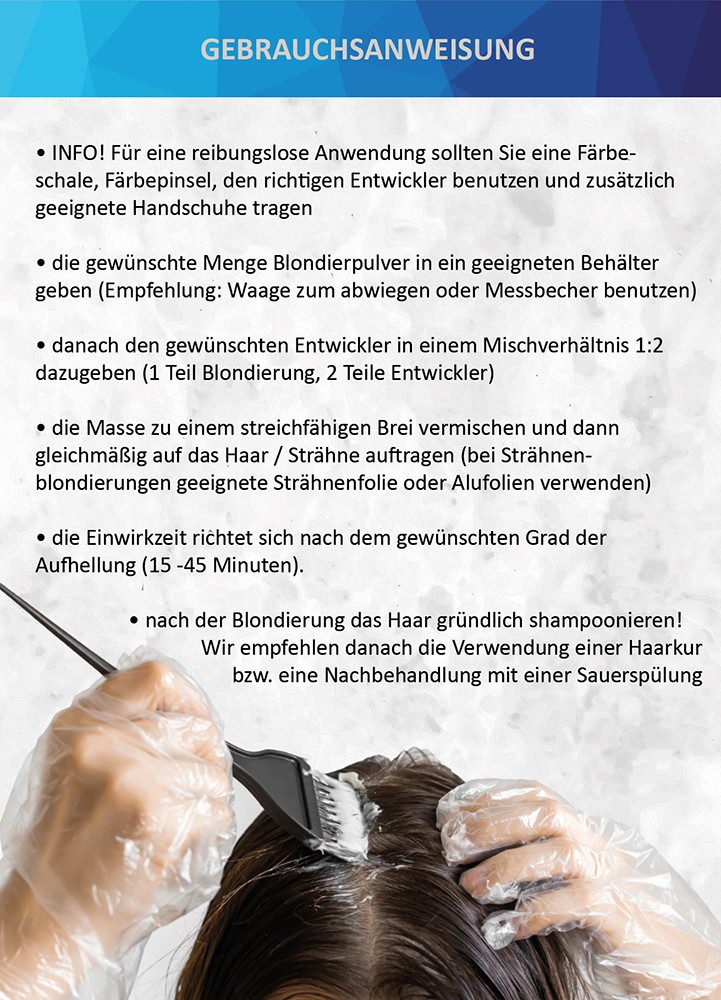 AQUYO Cosmetics Haarfarbe Style & Care Blondierpulver 500g + Creme Oxydant Entwickler 3%, Set