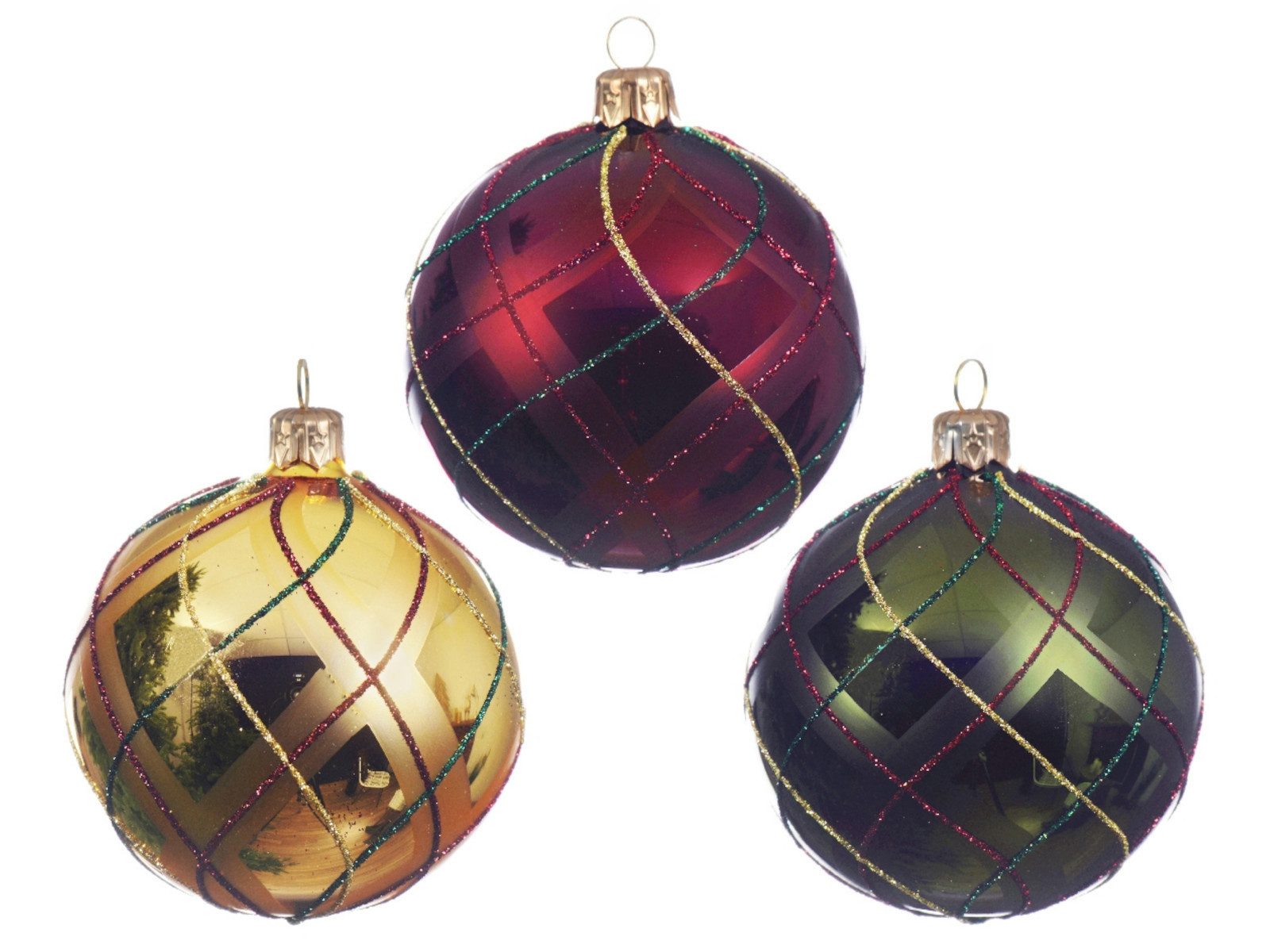 Decoris season decorations Weihnachtsbaumkugel Kugel Glas gestreift sortiert 8 cm (1 StŸck)