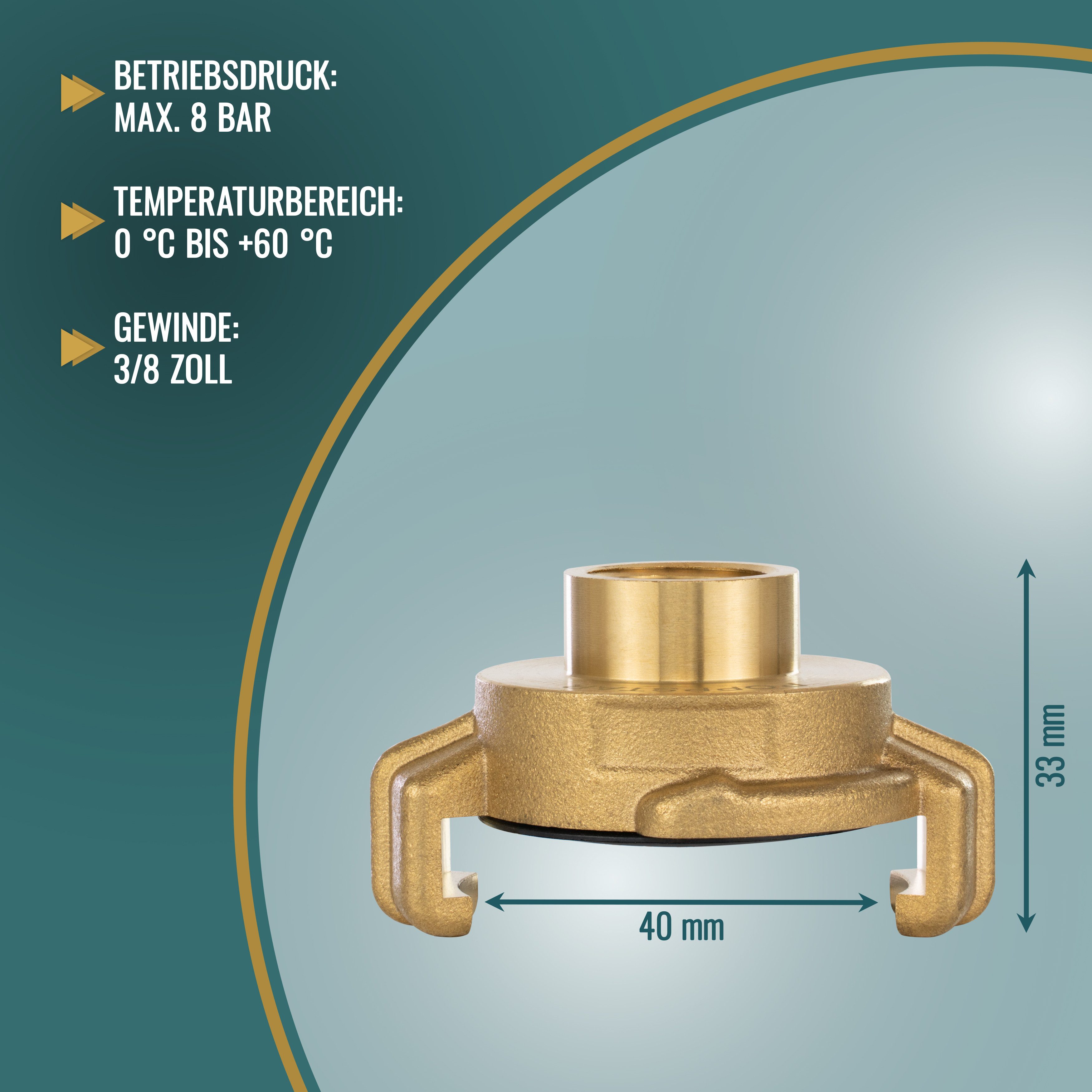 Poppstar Schlauchkupplung Schnellkupplung Messing mit Innengewinde auf System Geka-Anschluss, (1-tlg., Klauenkupplung), mit G 3/8 Zoll IG