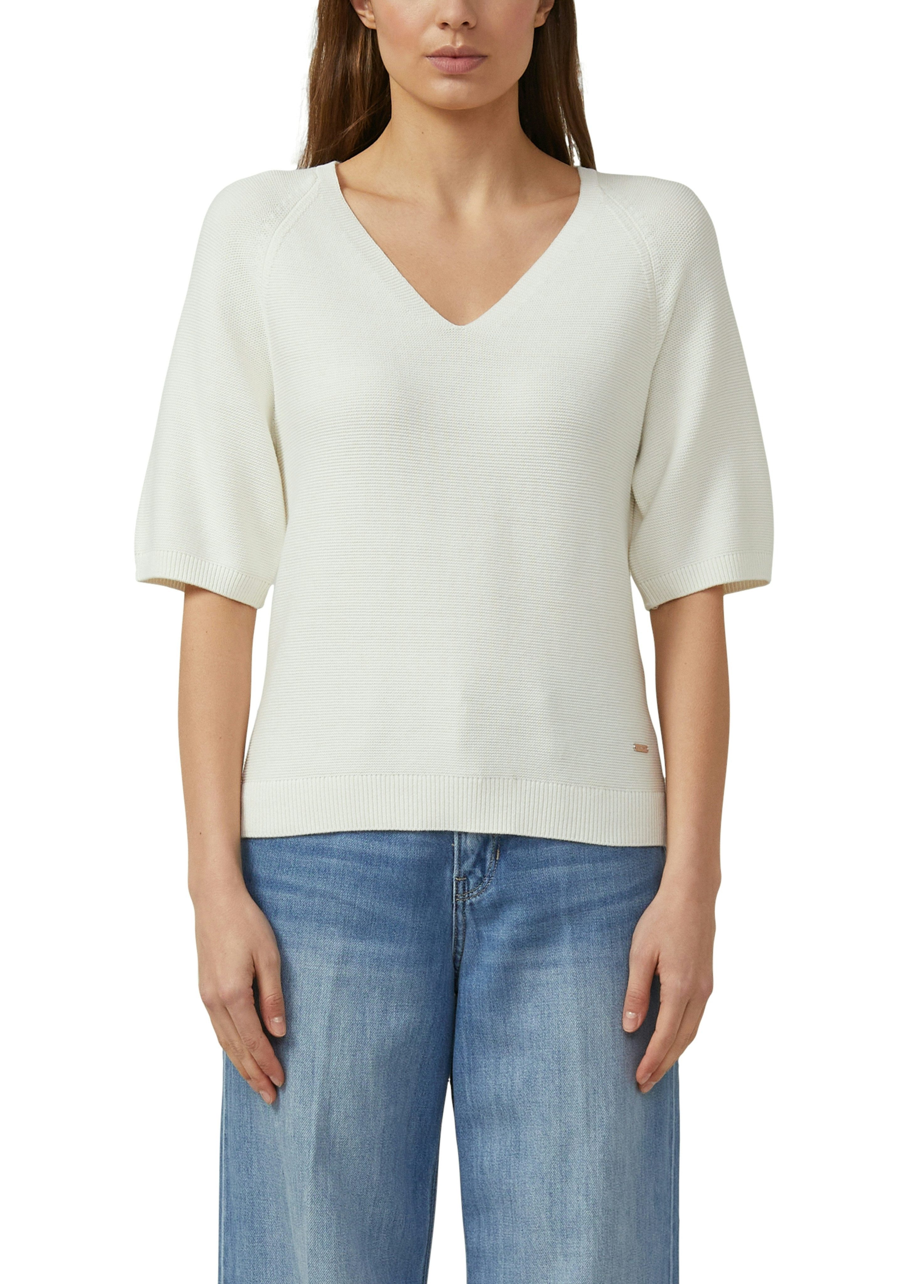 s.Oliver Strickpullover Kurzarm-Strickpullover mit V-Ausschnitt