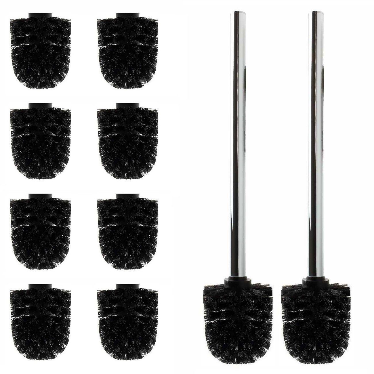 Daloual WC-Reinigungsbürste Ersatzbürstenköpfe Ø 6,5 cm inklusive Edelstahlgriff, Badezimmer, Gäste-WC, (Vorteils-Set, 12-tlg), Auswechselbarer Bürstenkopf, hochwertige Borsten, rostfrei, Edelstahl