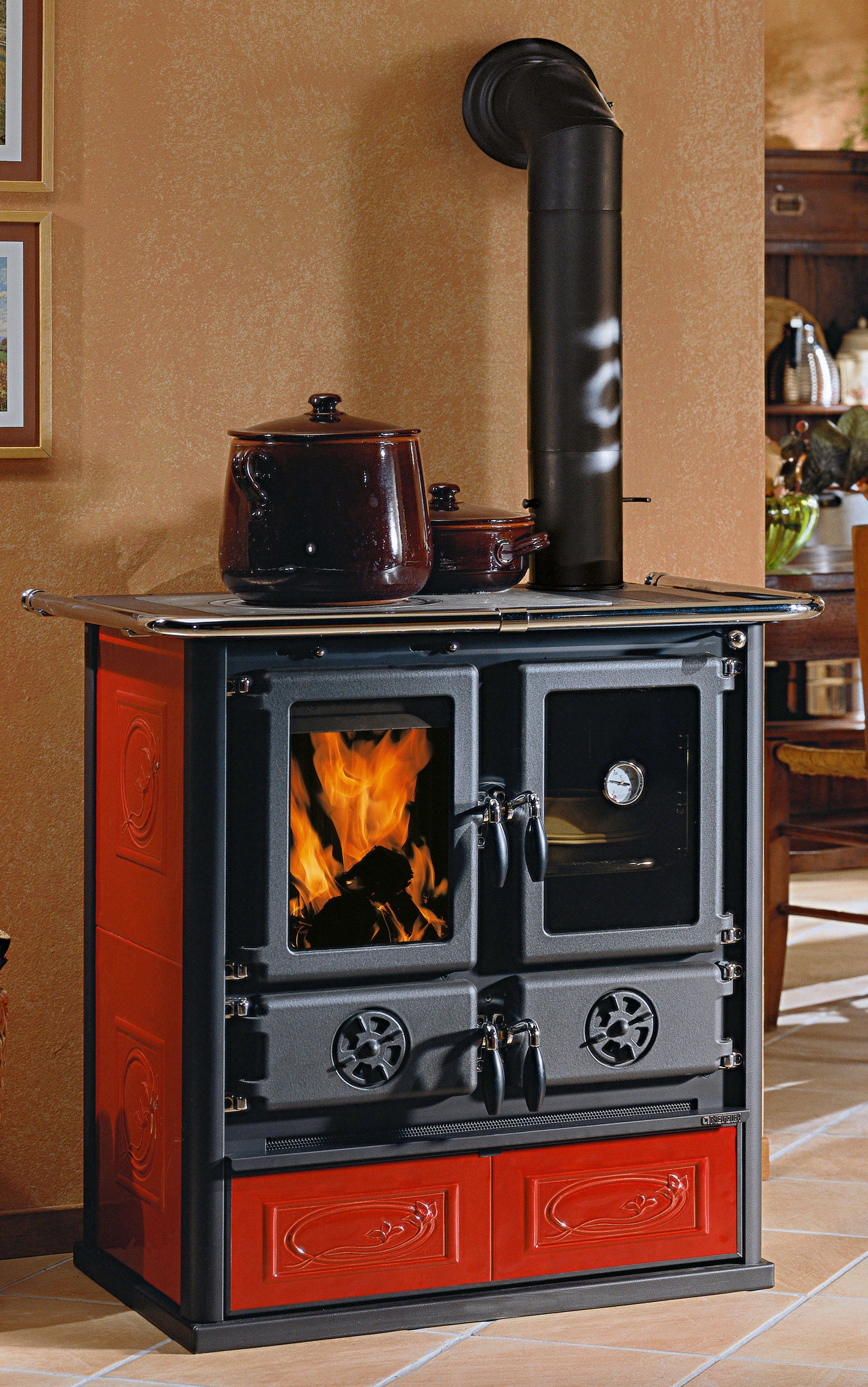 La Nordica Festbrennstoffherd Küchenherd »ROSETTA« 16.Ceramica, 7,9 kW, Zeitbrand