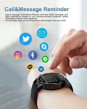 Lige Smartwatch (1,32 Zoll, Android iOS), Herren Telefonfunktion 100+ Sportmodi Fitnessuhr Wasserdicht Sportuhr