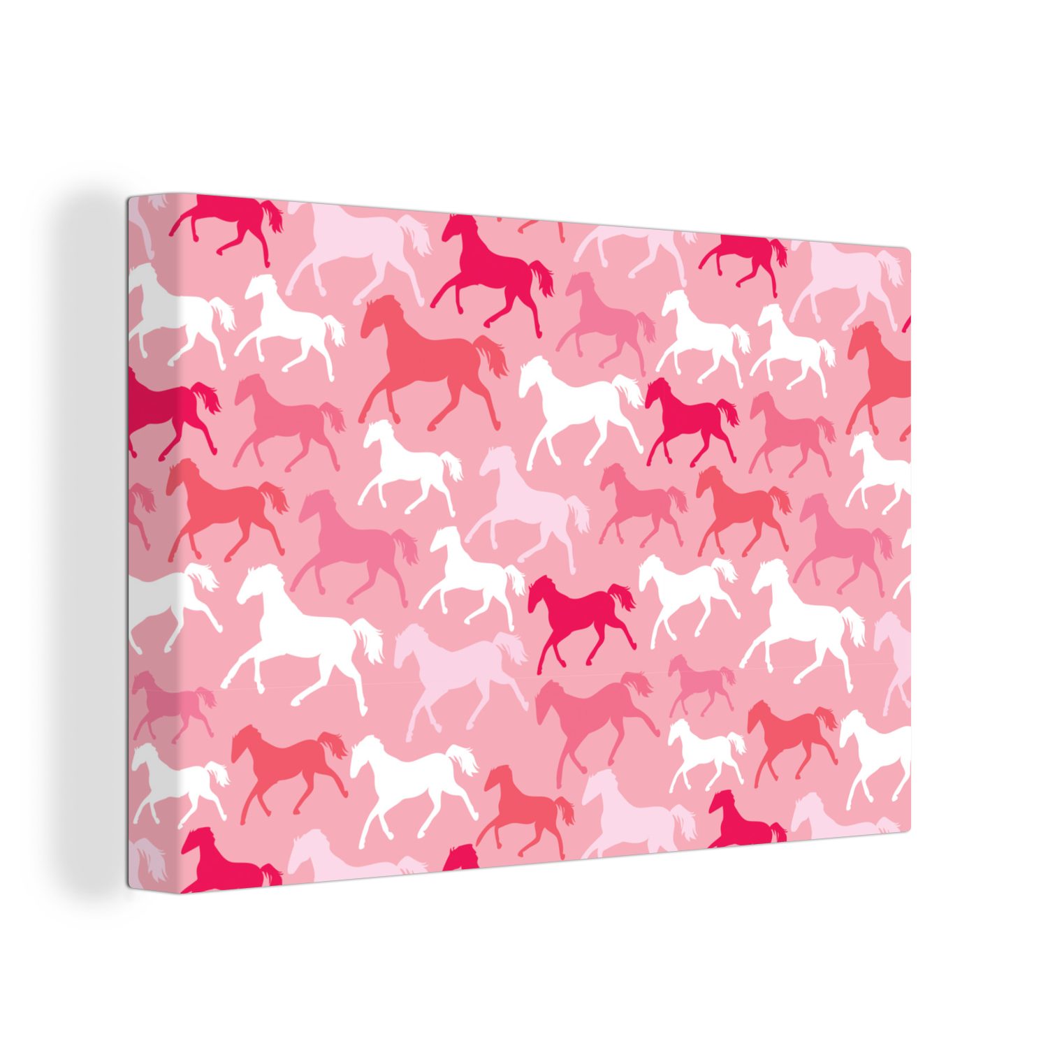 OneMillionCanvasses® Leinwandbild Pferde - Rosa - Tiere - Mädchen - Kinder - Mädchen, (1 St), Wandbild Leinwandbilder, Aufhängefertig, Wanddeko, 30x20 cm