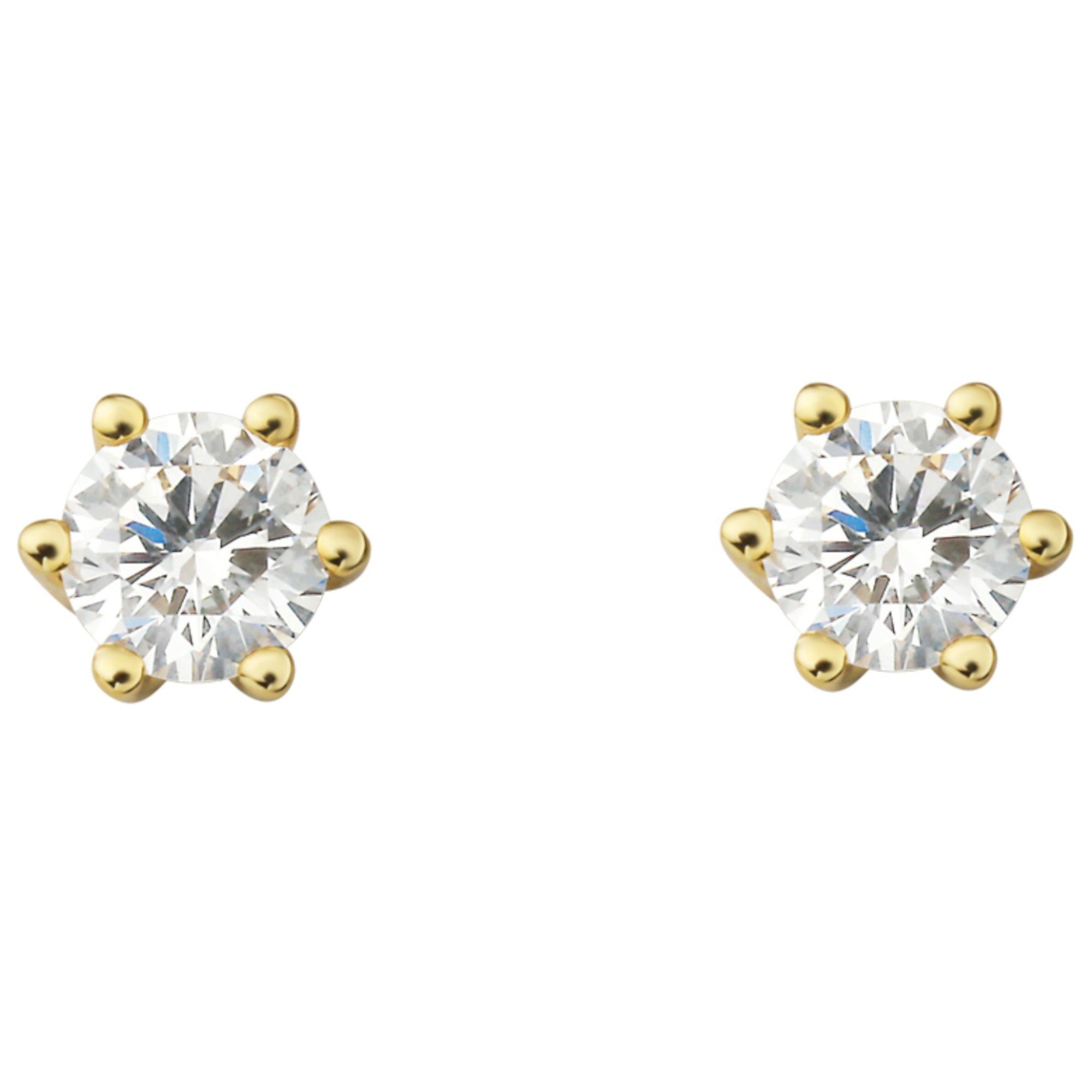 Schmuck Gold ct aus Gelbgold, ONE ELEMENT Brillant Ohrstecker Damen Diamant 750 Paar Ohrstecker Ohrringe 0.2