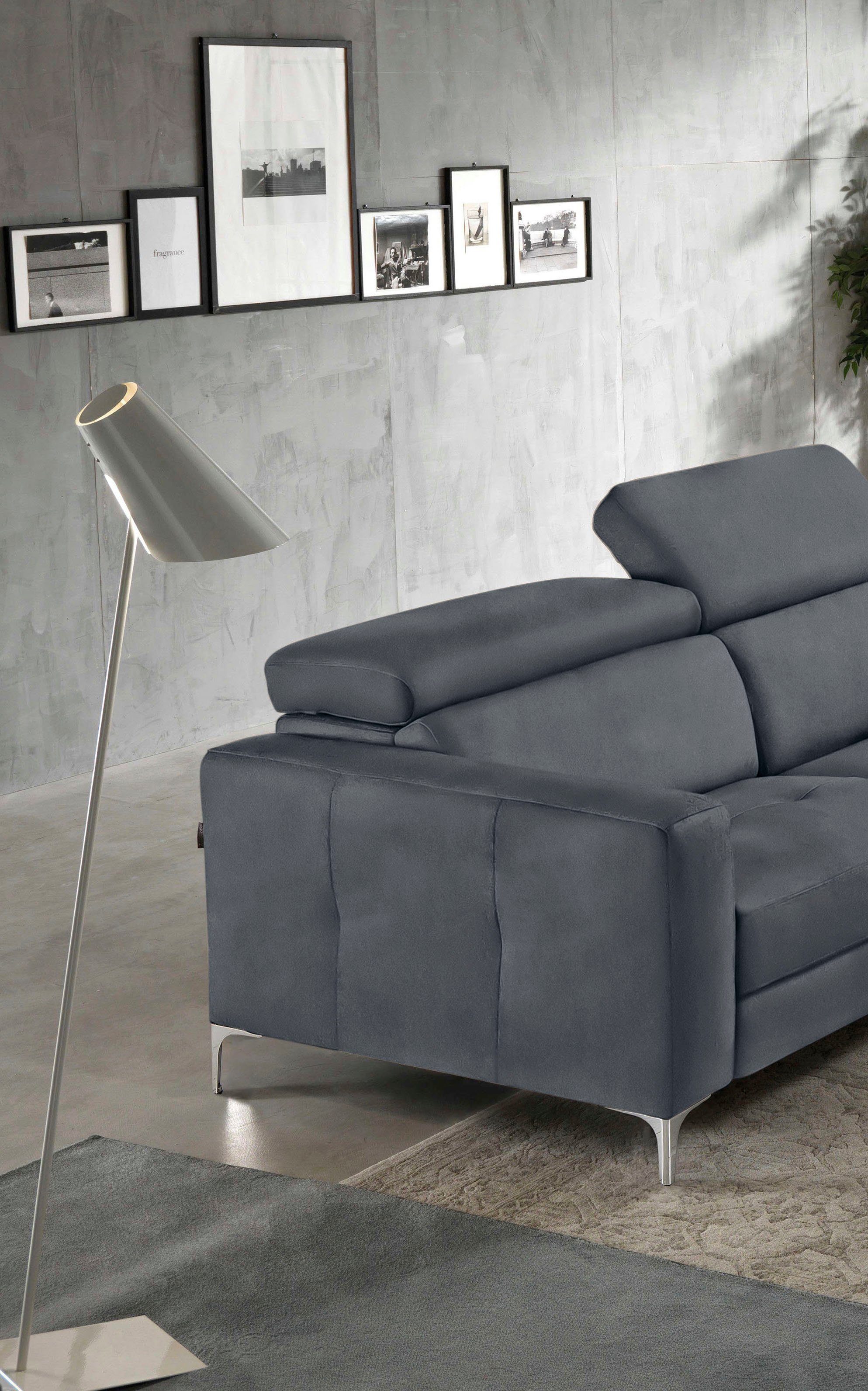 Egoitaliano Ecksofa Matt, hoher Sitzkomfort und aufwendige Detailverarbeitung, L-Form, mit Ottomane, inkl. verstellbarer Kopfteile zum Relaxen