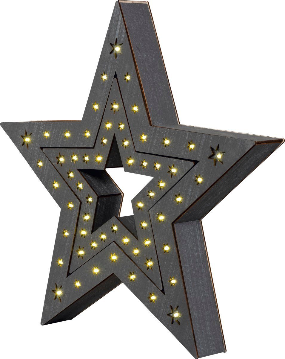 2er Set HGD Holz-Glas-Design LED Sterne als Weihnachtsfigur