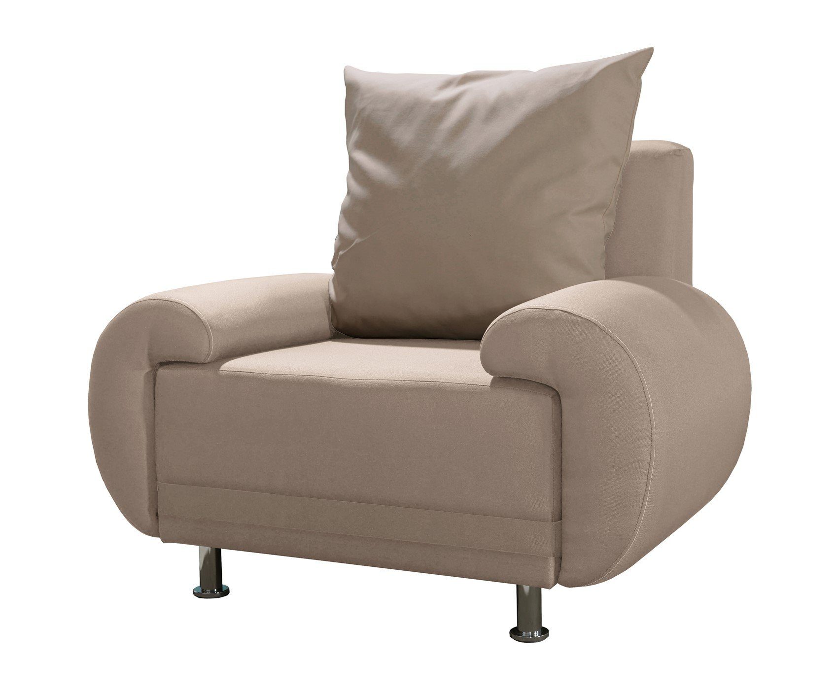 Fun Möbel Sessel Clubsessel MIKA (inkl. 1 Rückenkissen, auch als 3er Sofa oder 3-1-1-Set erhältlich) Beige