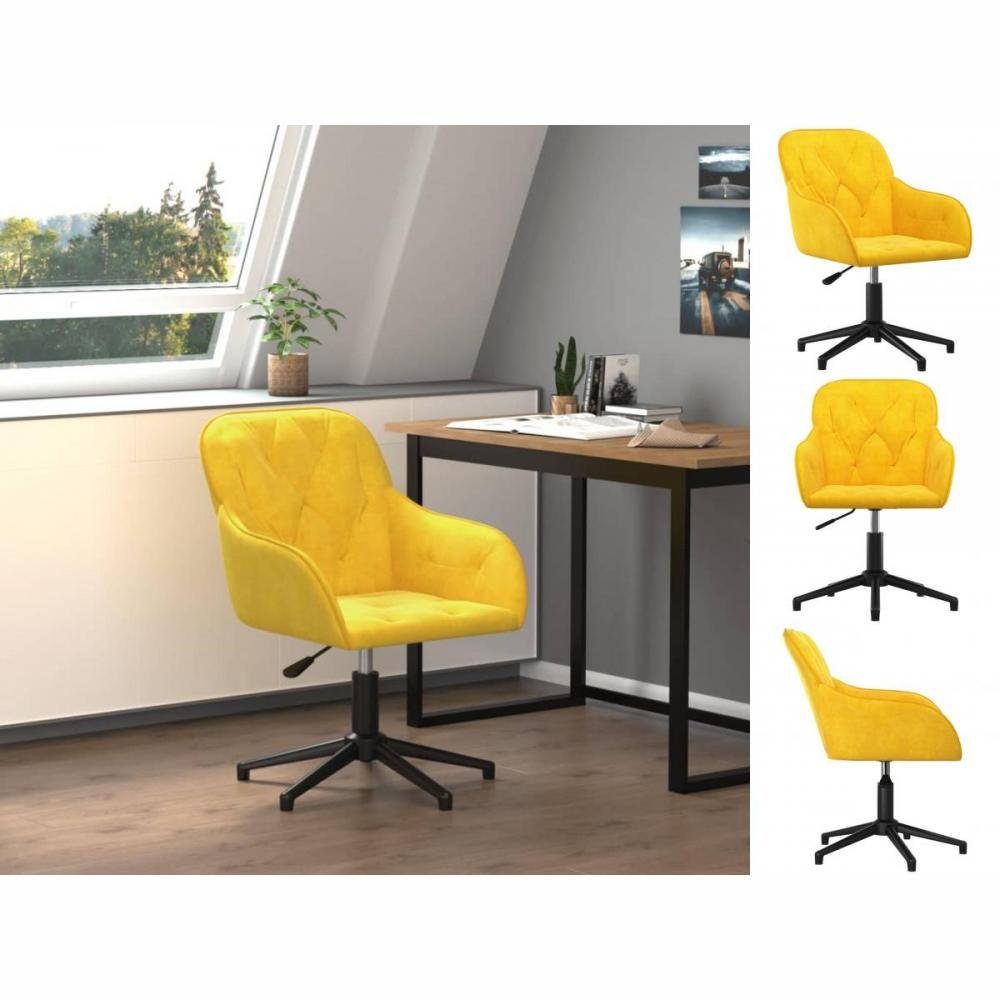 vidaXL Bürostuhl Bürostuhl Drehbar Gelb Samt Home Office Schreibtisch Gesteppt Höhenver