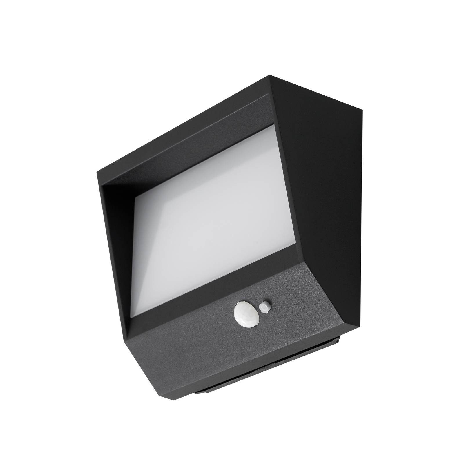 Lucande Außen-Wandleuchte Dava, LED, Metall, Schwarz warmweiß IP54mit Bewegungsmelder, LED 1,9 W gesamt, warmweiß