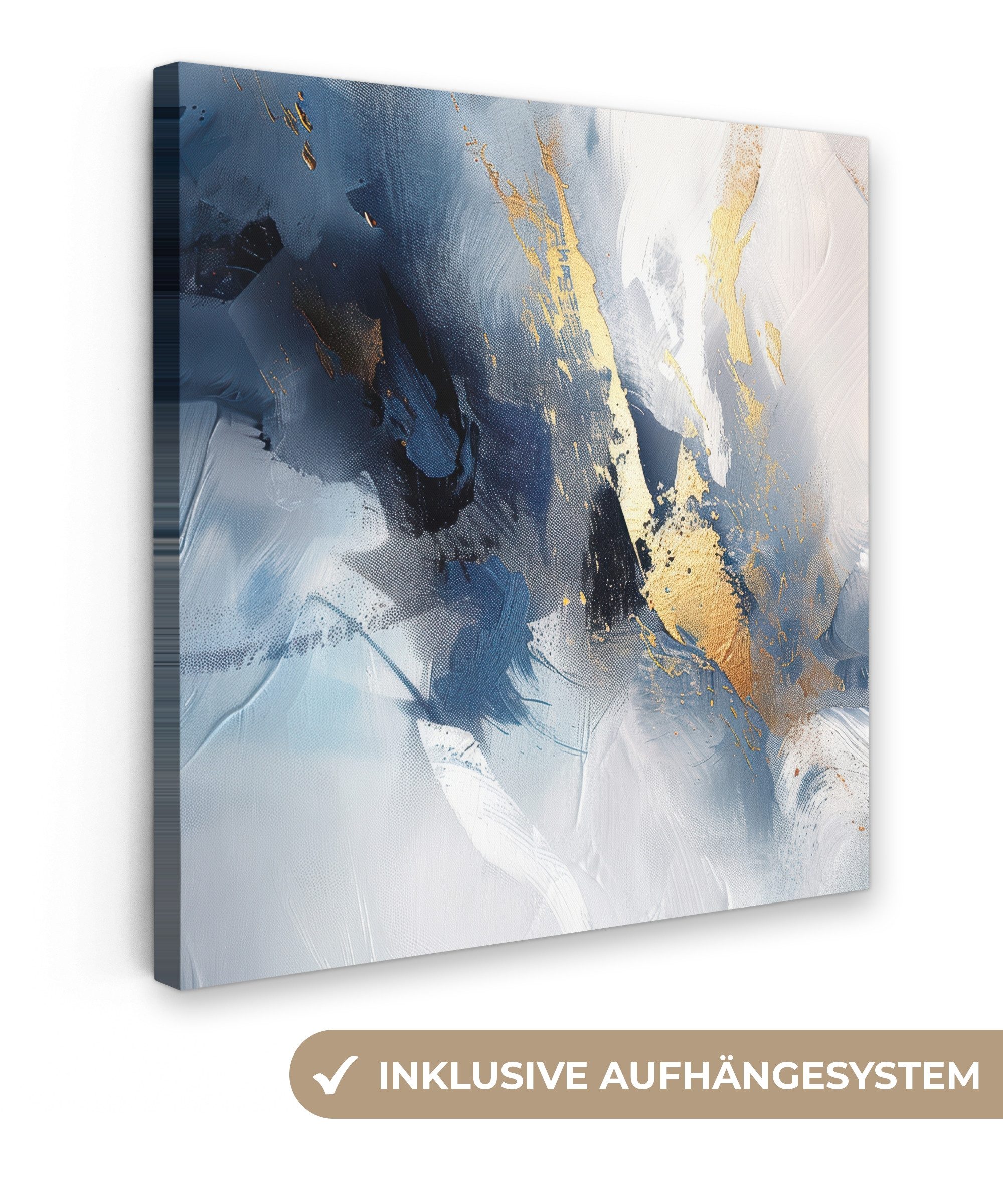 OneMillionCanvasses® Leinwandbild Blau - Modern - Marmor - Abstrakt - Gold, günstig online kaufen
