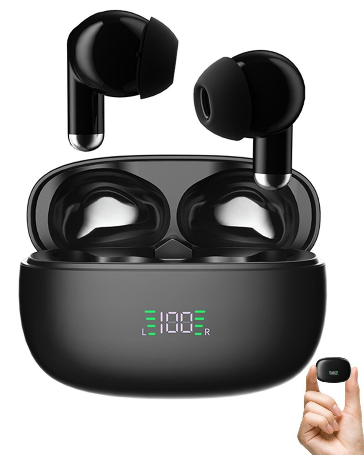 VSIUO TWS Bluetooth Kopfhörer Kabellos Bluetooth 5.3 Earbuds mit LED-Ladebox In-Ear-Kopfhörer (ENC Lärmreduzierung,Touch Control, IPX7 Wasserdicht, Noise Cancelling Ohrhörer, Voice Assistant, Siri, Wireless, Bluetooth Kopfhörer Geräuschunterdrückung für Sport,Arbeit, Studium)