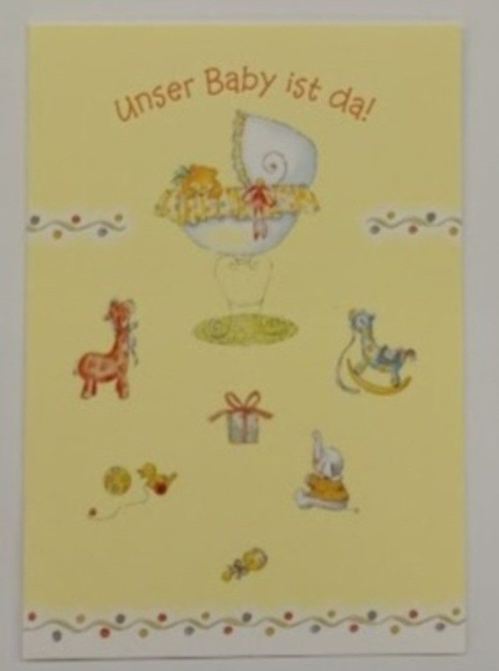 LYSCO Grußkarten 10 Grußkarten zur Geburt Babyglück Familie Kind Baby + DIN A6 Umschlag, Glückwunschkarten Geschenk Dank-Aussprechung, 4seitig - klappbar