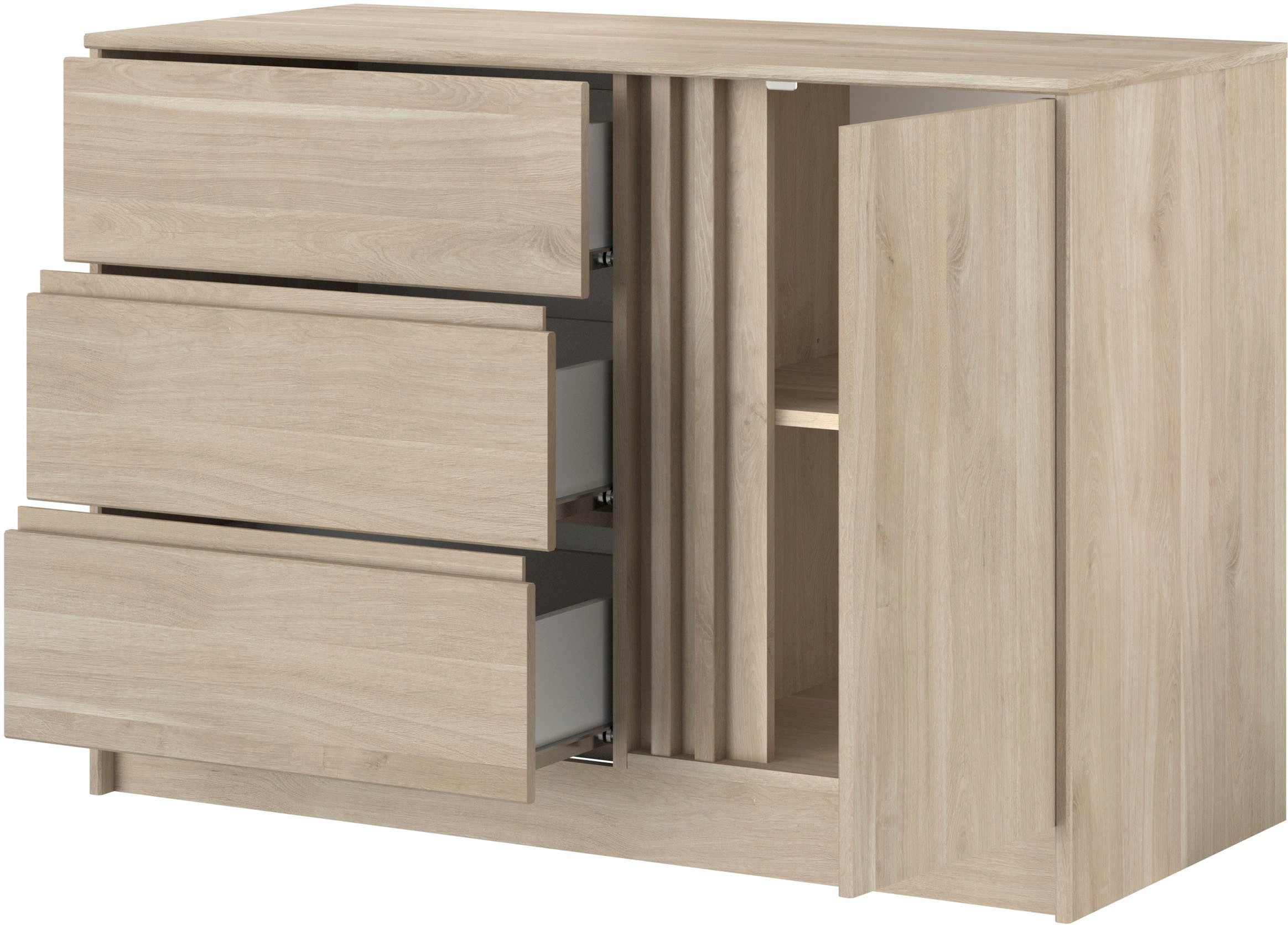 Parisot Schlafzimmer-Set, (4-tlg), viel Stauraum, schöne Optik, Einsätze an Schrank und Kommode drehbar