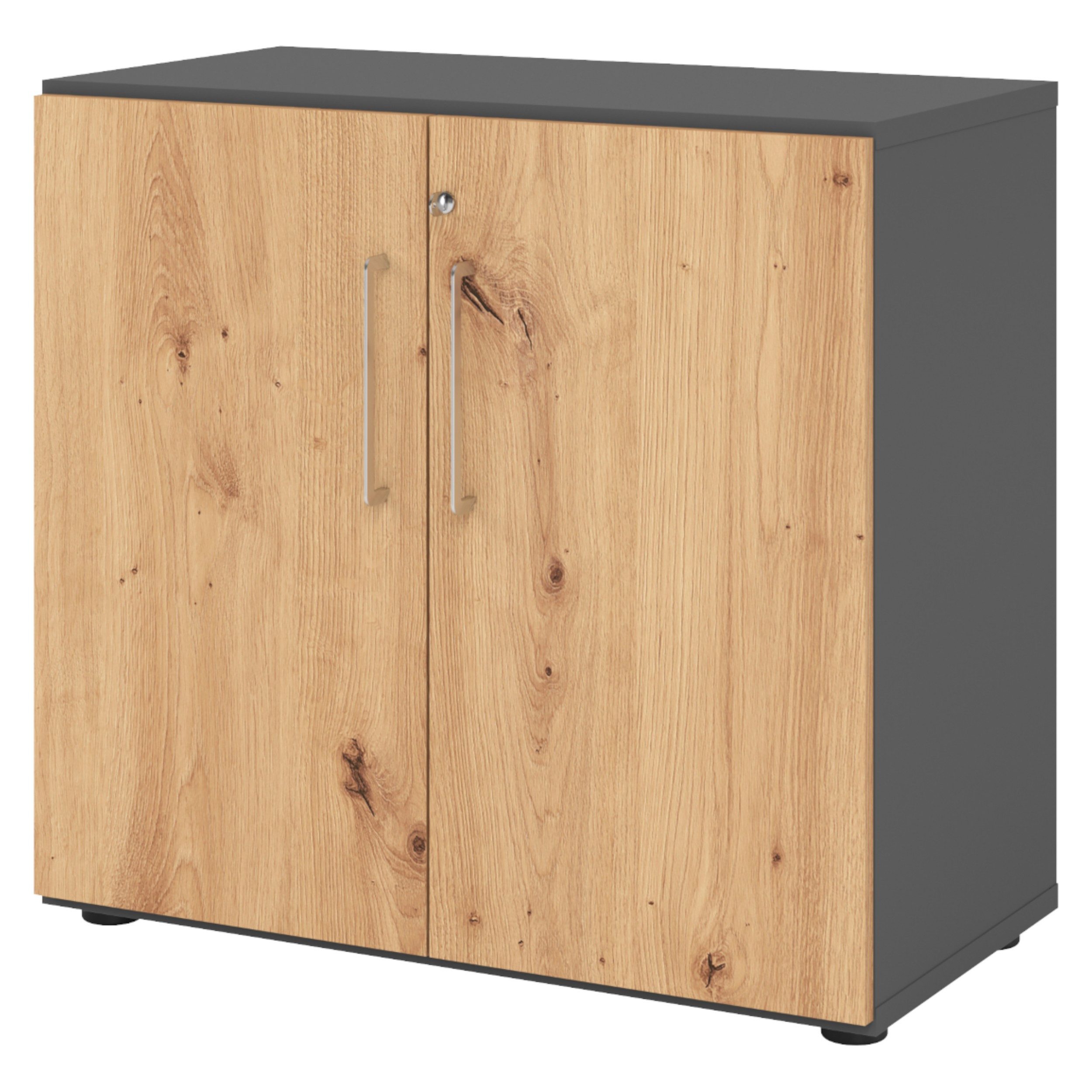 bümö Aktenschrank smart Büroschrank - 2 Ordnerhöhen Dekor: Graphit/Asteiche