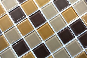 Mosani Mosaikfliesen Mosaik Fliesen Glasmosaik beige braun coffee BAD WC Küche WAND