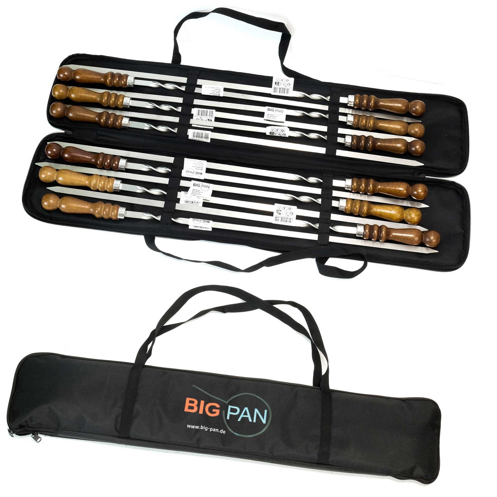 BIG-PAN Schaschlikspieße Set 12 Schaschlikspießen mit Tasche Grillspieße (Grillspieße mit Aufbewahrungstasche für Grill, Camping & Outdoor, Spieße, Tasche), kal – Bild 3 von 5