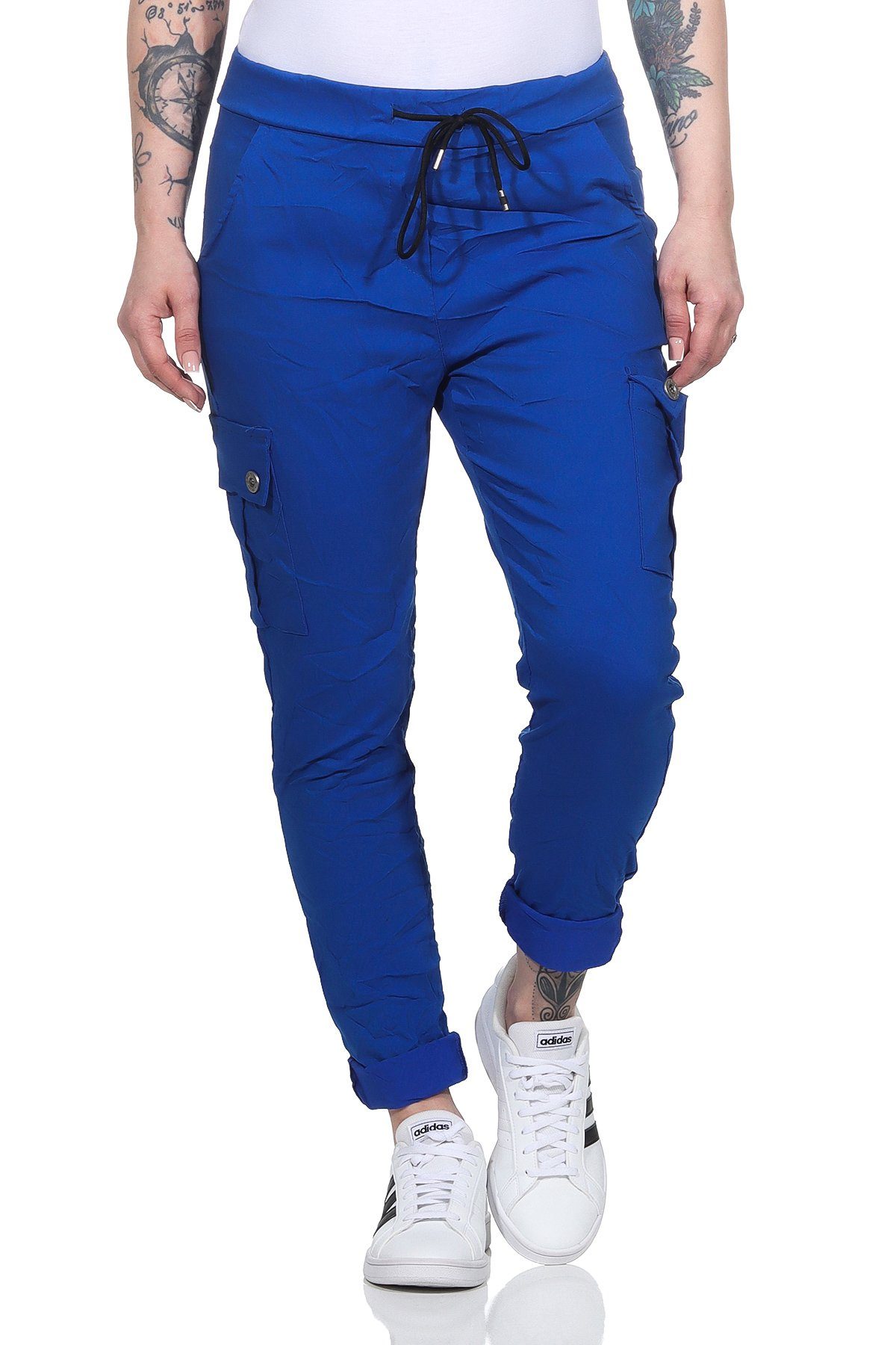 CLEO STYLE Cargohose Jogginghose 95 Royalblau