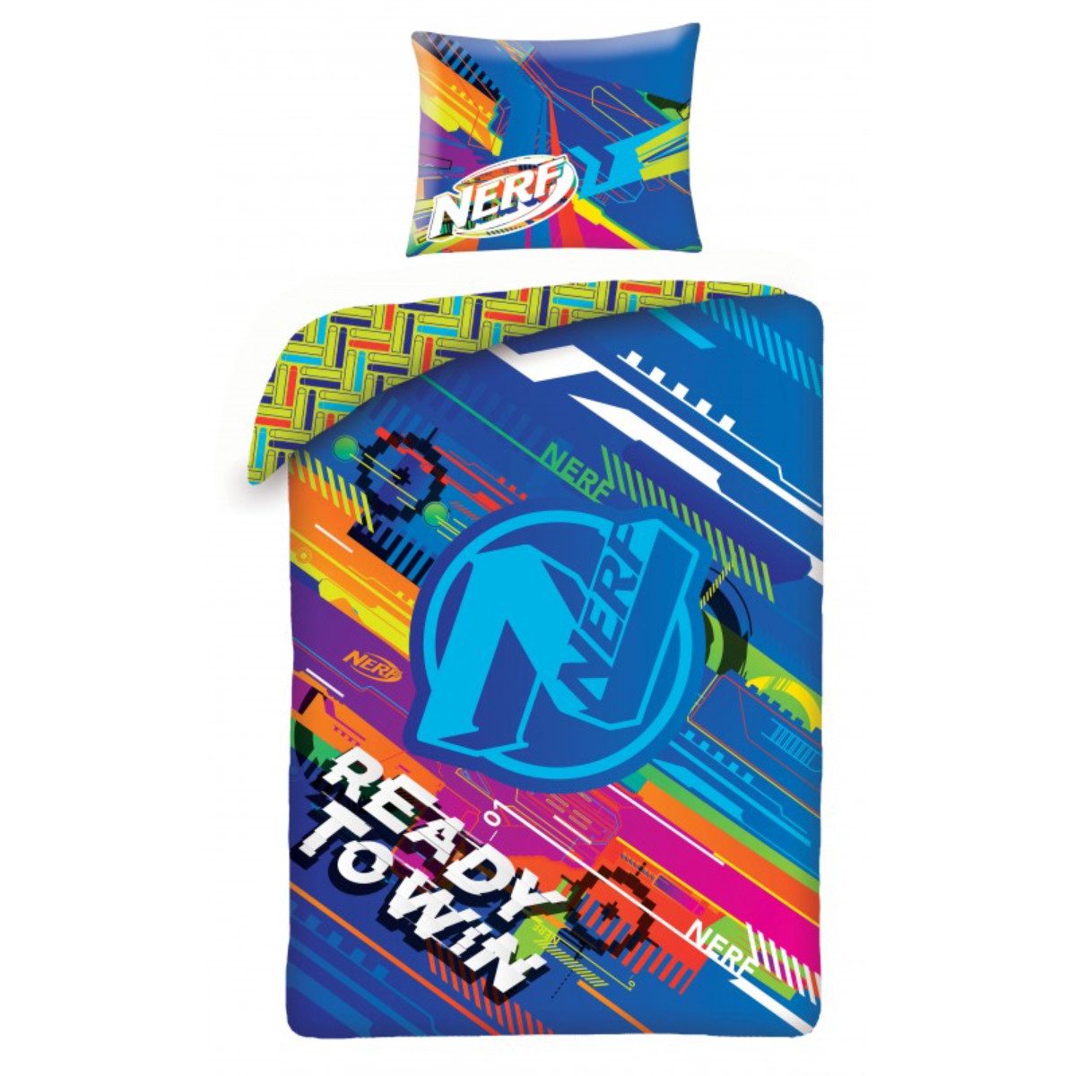 Nerf Bettwäsche 140 × 200 cm Baumwolle Bettbezug Kissenbezug 70 × 90 cm, Baumwolle