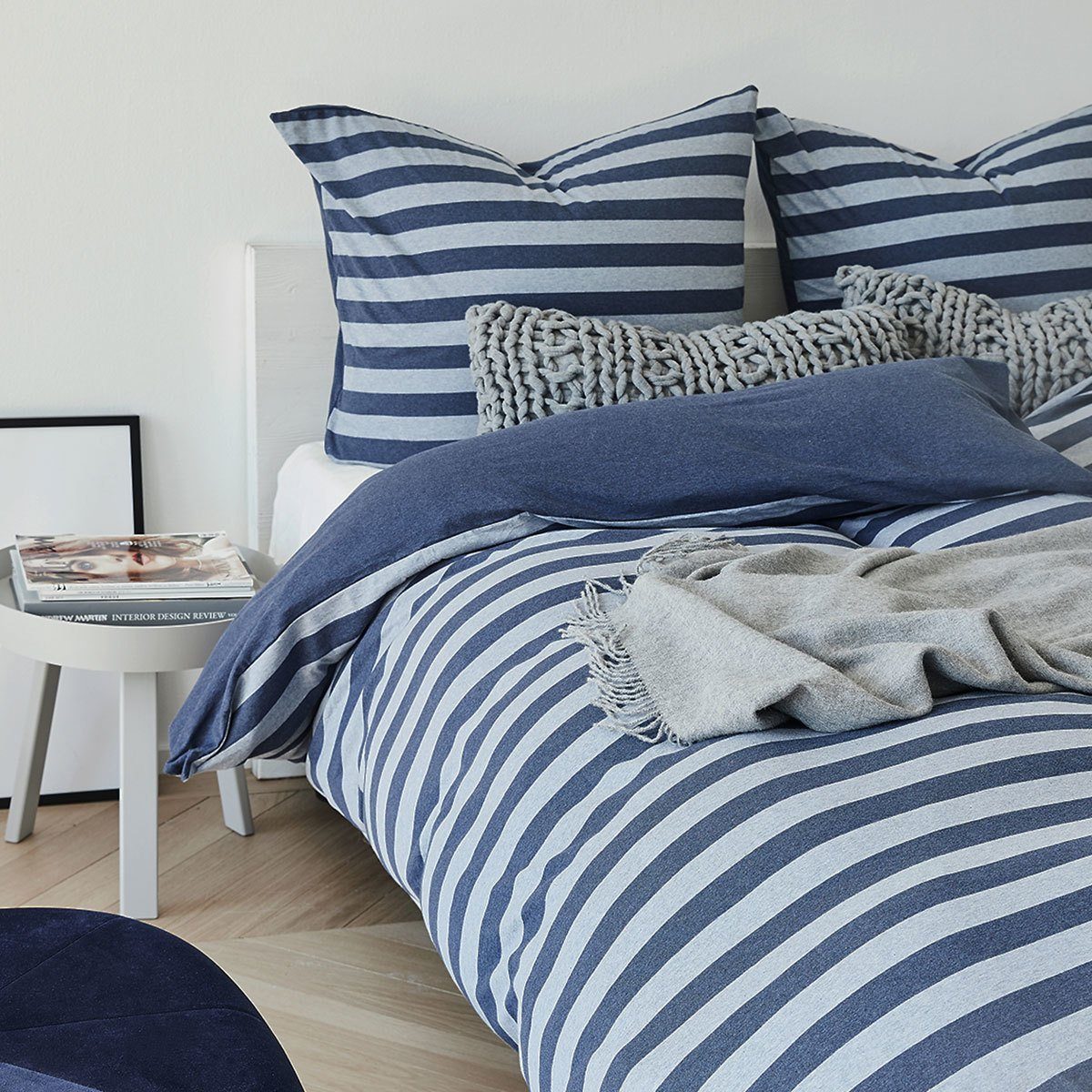 TRAUMSCHLAF Bettwäsche Melange-Stripe Marine, Jersey, 3 günstig online kaufen