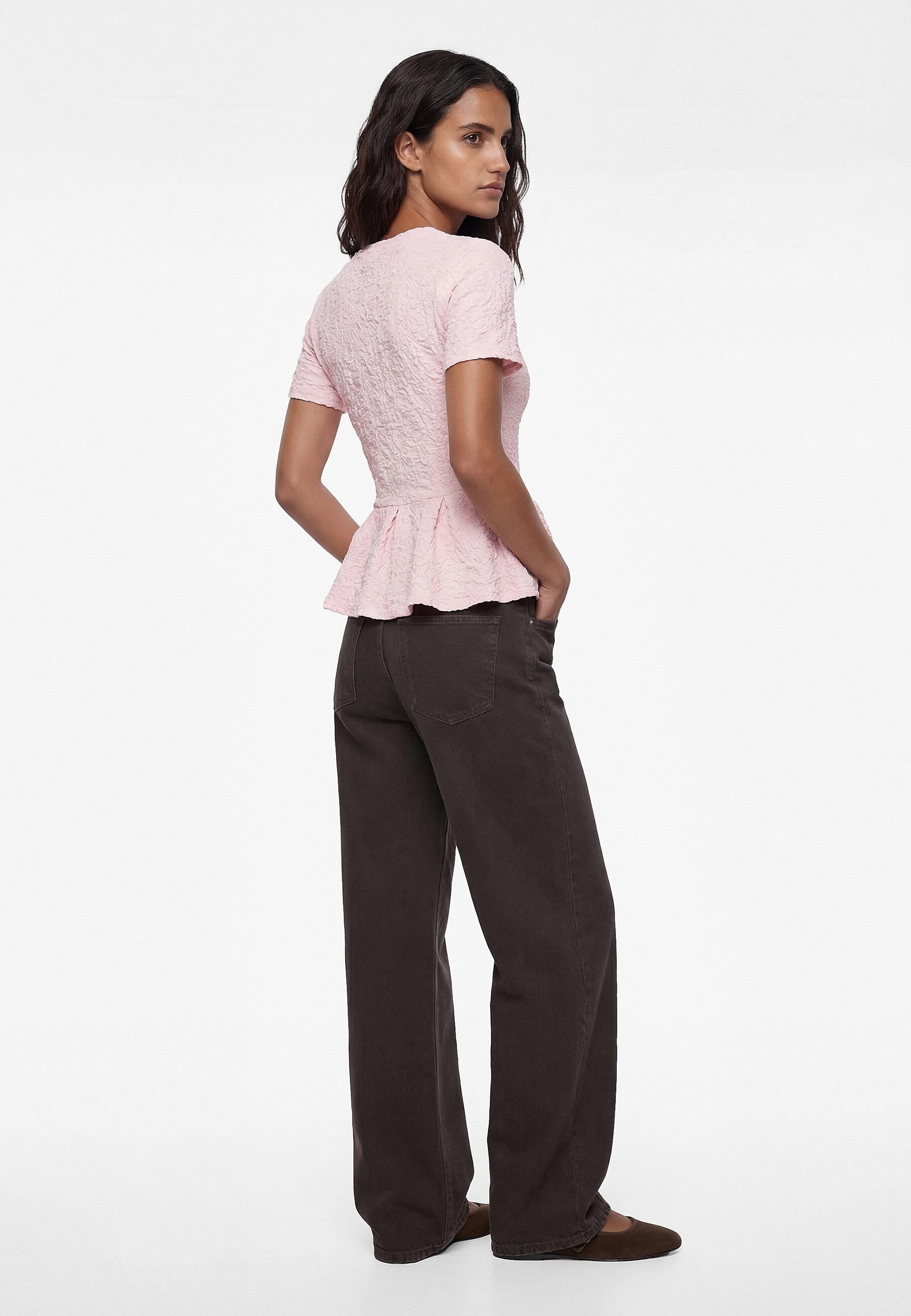Koton Kurzarmbluse Koton Baumwoll-Peplum-Bluse Slim Fit