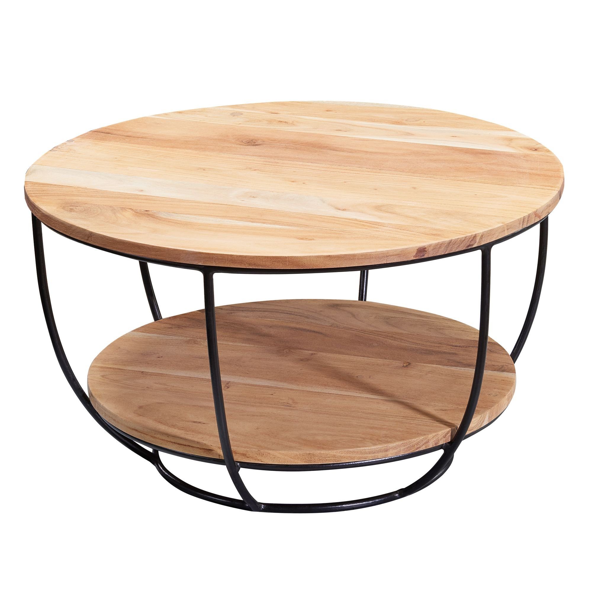 Couchtisch Couchtisch 60x34,5x60 cm Akazie Massivholz / Metall Sofatisch, Design