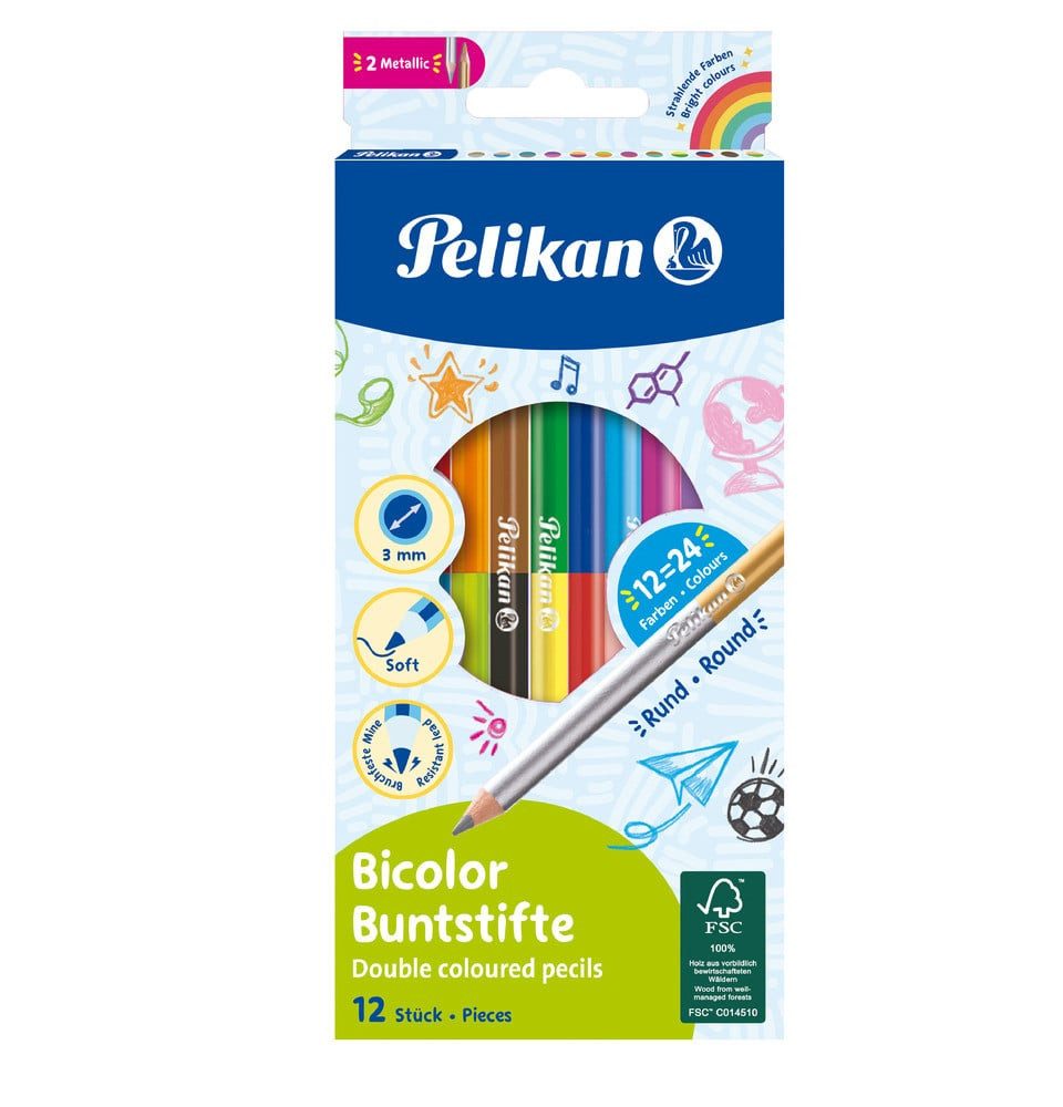 Pelikan Buntstift Pelikan Buntstifte Bicolor 12er rund dünn BRB12LN