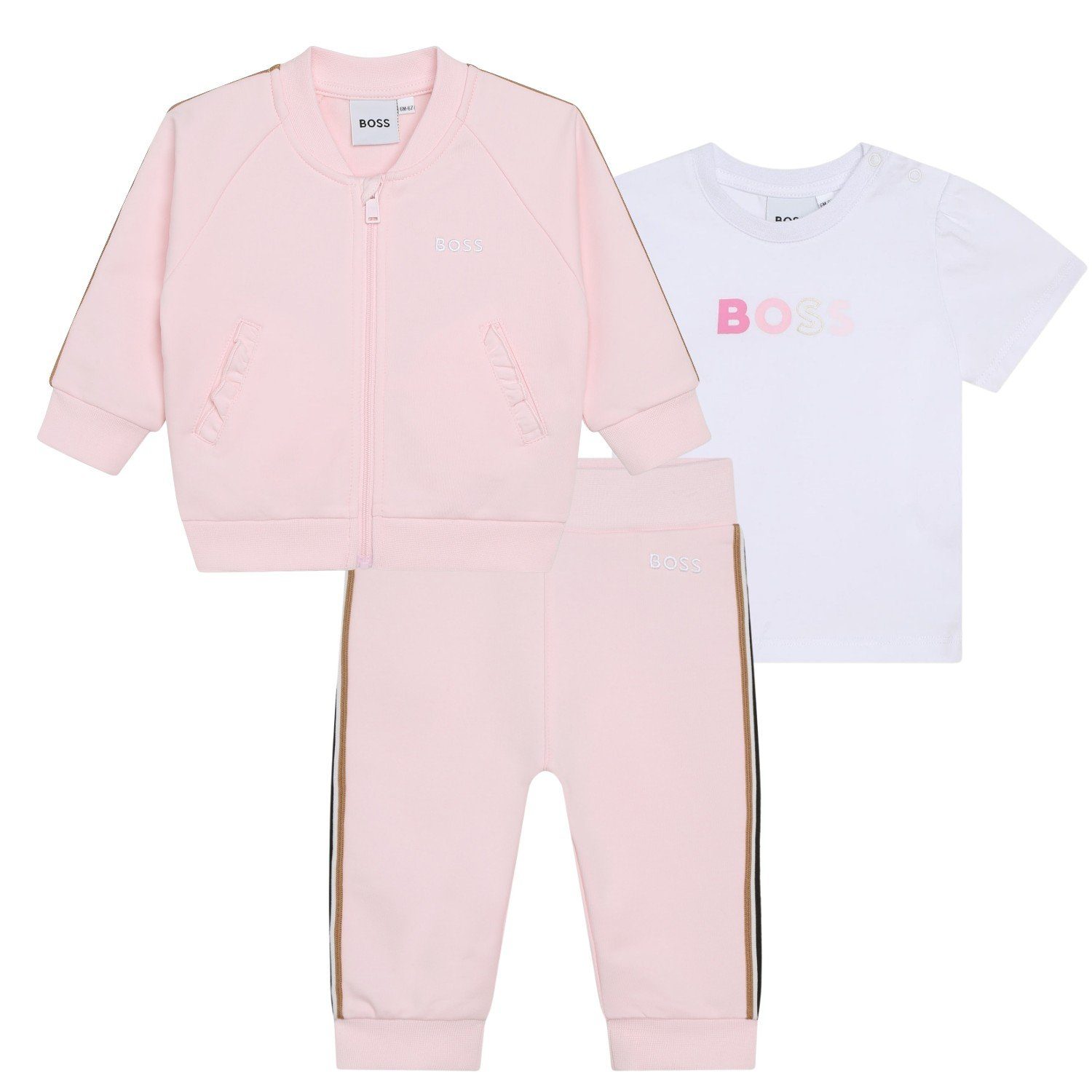 BOSS Neugeborenen-Geschenkset BOSS Baby 3-Teiler rosa Jogginganzug