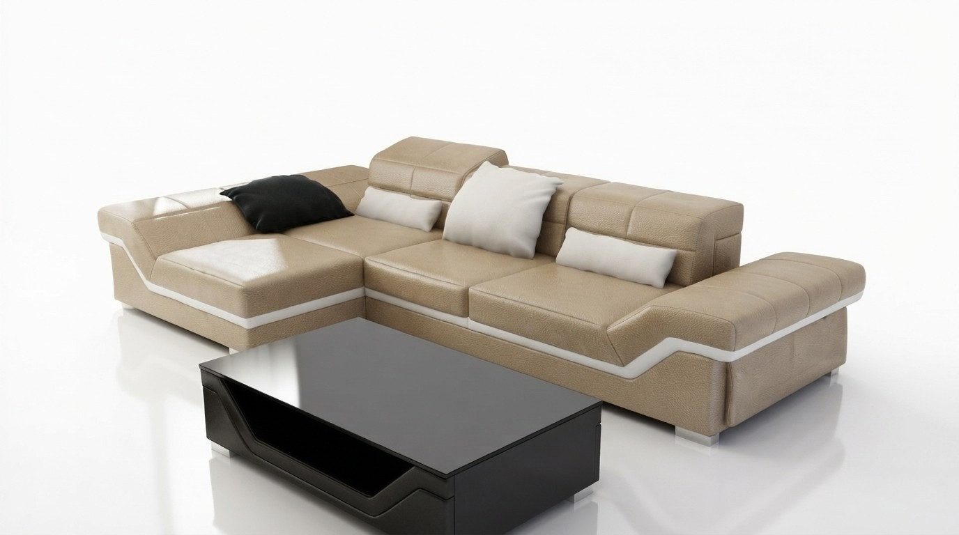 Xlmoebel Ecksofa Designer Ledersofa "Farbwahl" in elegantem Design, Ecksofa, Hergestellt in Europa