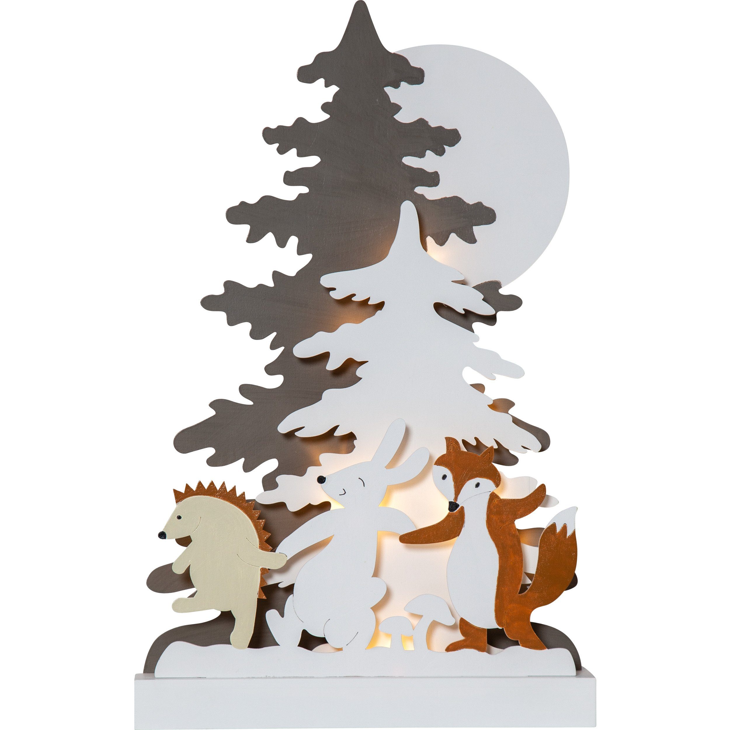 STAR TRADING LED Dekolicht Forest Friends, LED Weihnachtsdeko Forest Friends Weihnachtsmotive aus Holz mit Beleuc